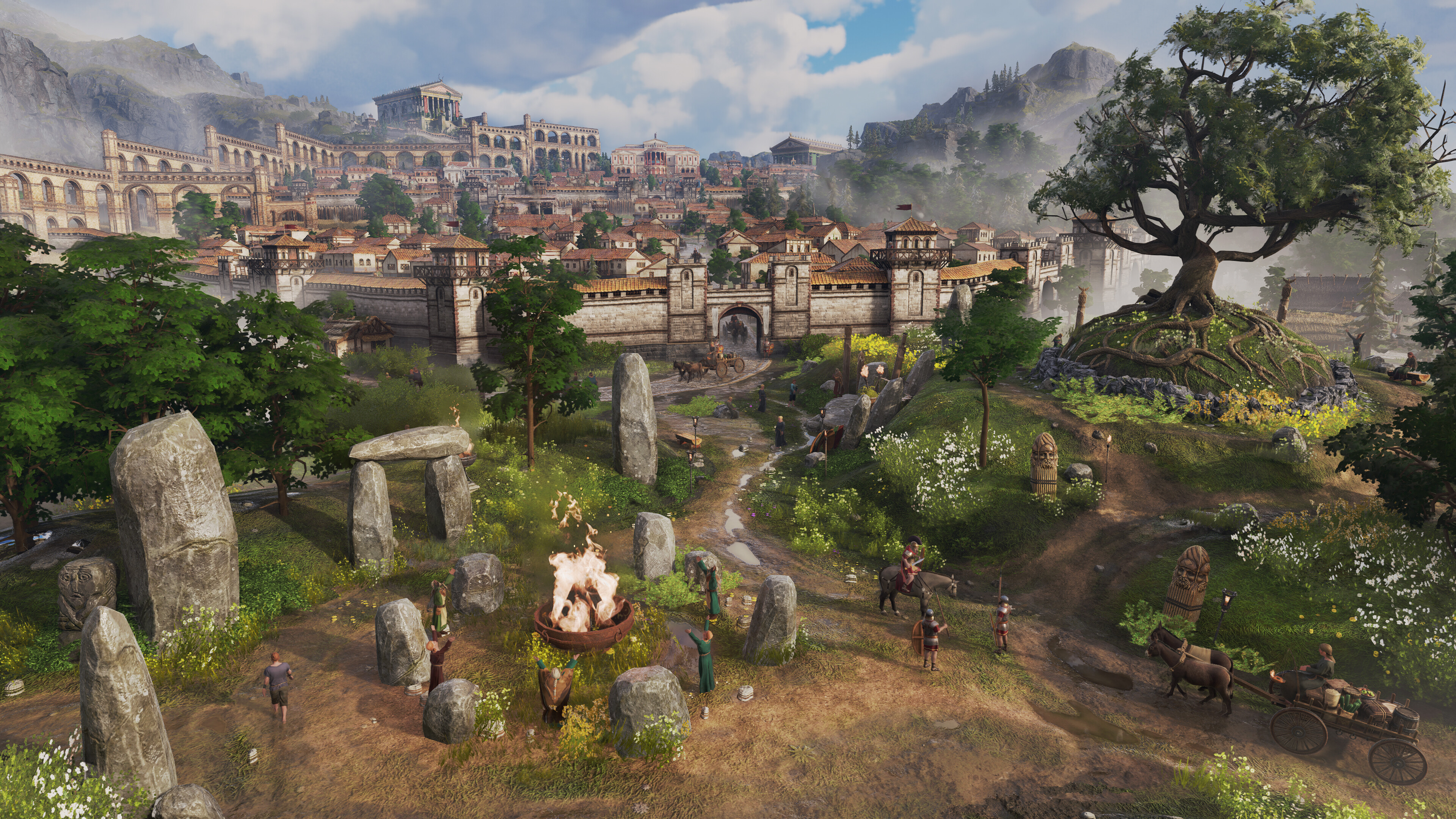 Stunning landscape of Anno 117: Pax Romana showcasing a Roman city and lush environment.