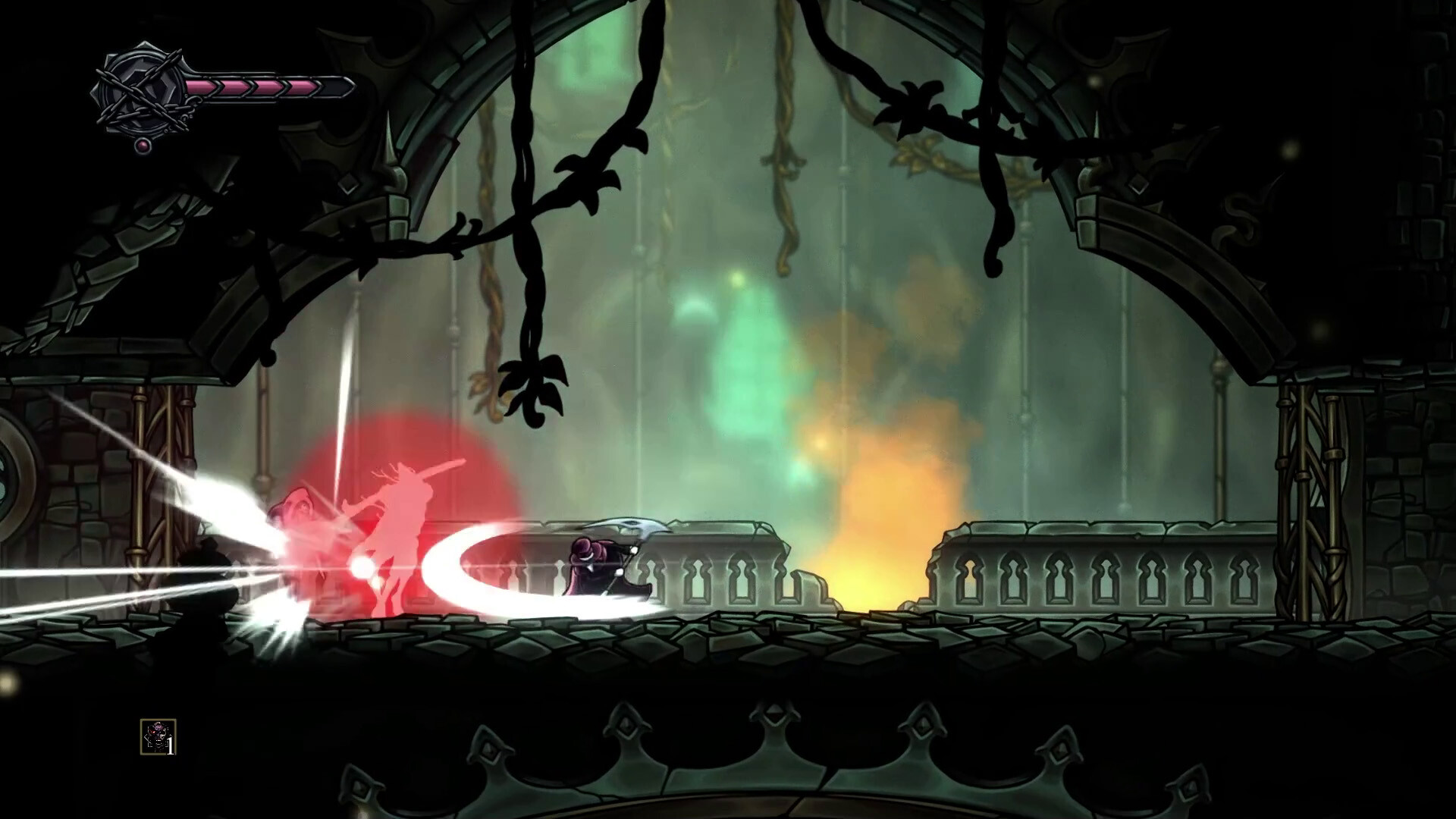 Crowsworn gameplay showcasing intense combat in a dark fantasy environment