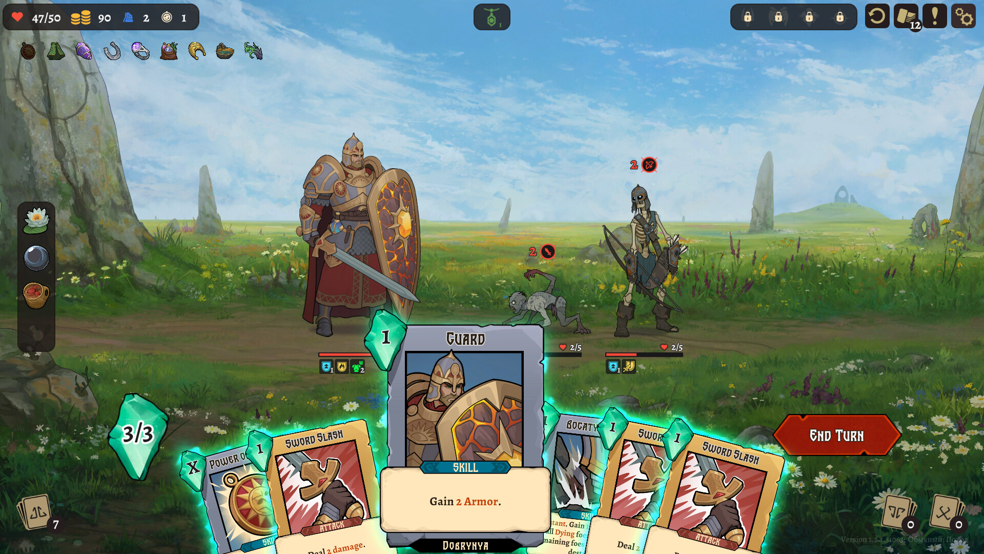 Turn-based strategy gameplay in Deathless. The Hero Quest with cards and characters.