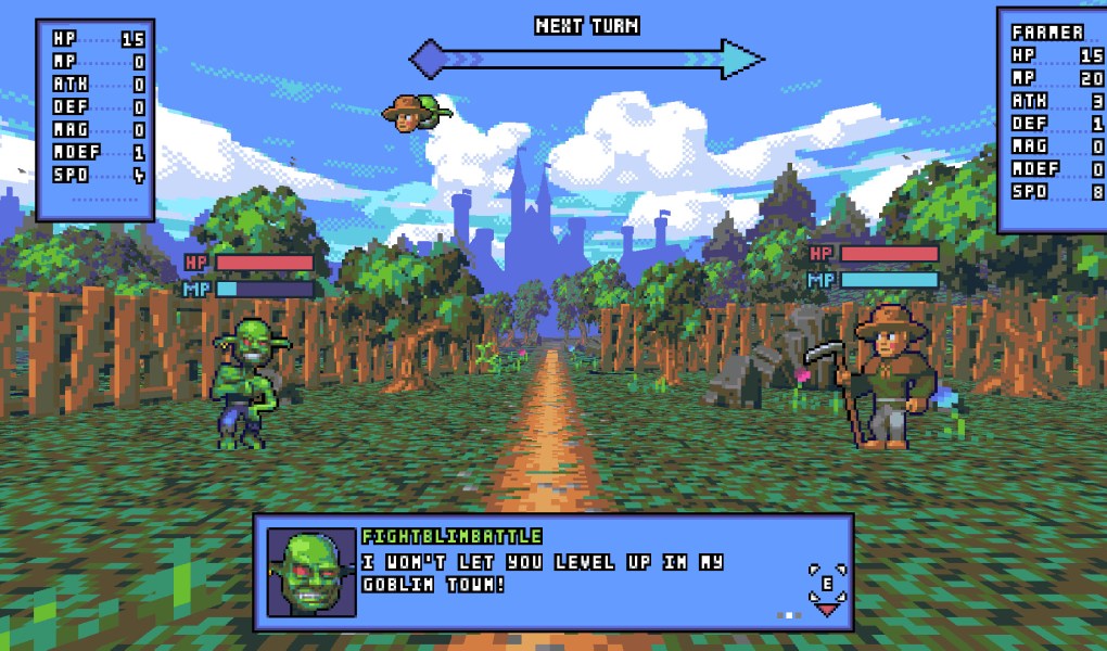 Turn-based strategy scene from I Won't Let You Level Up In My Goblin Town