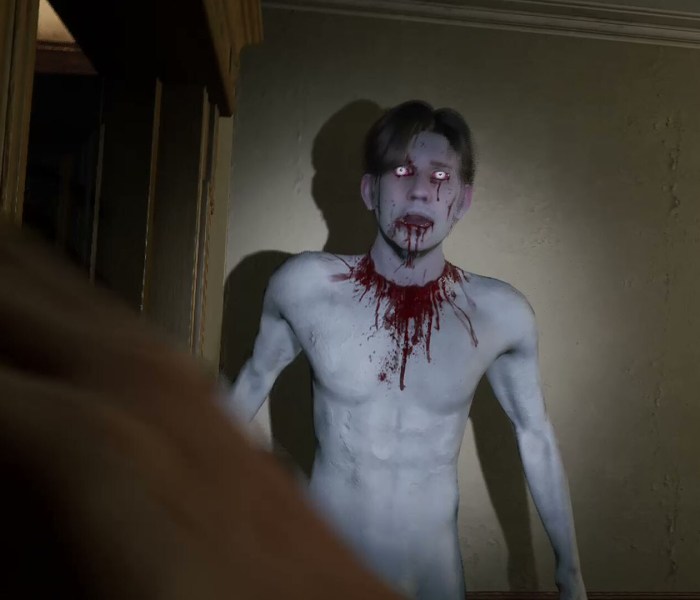 Chilling scene from Junji Ito Maniac: An Infinite Gaol featuring a bloodied figure.