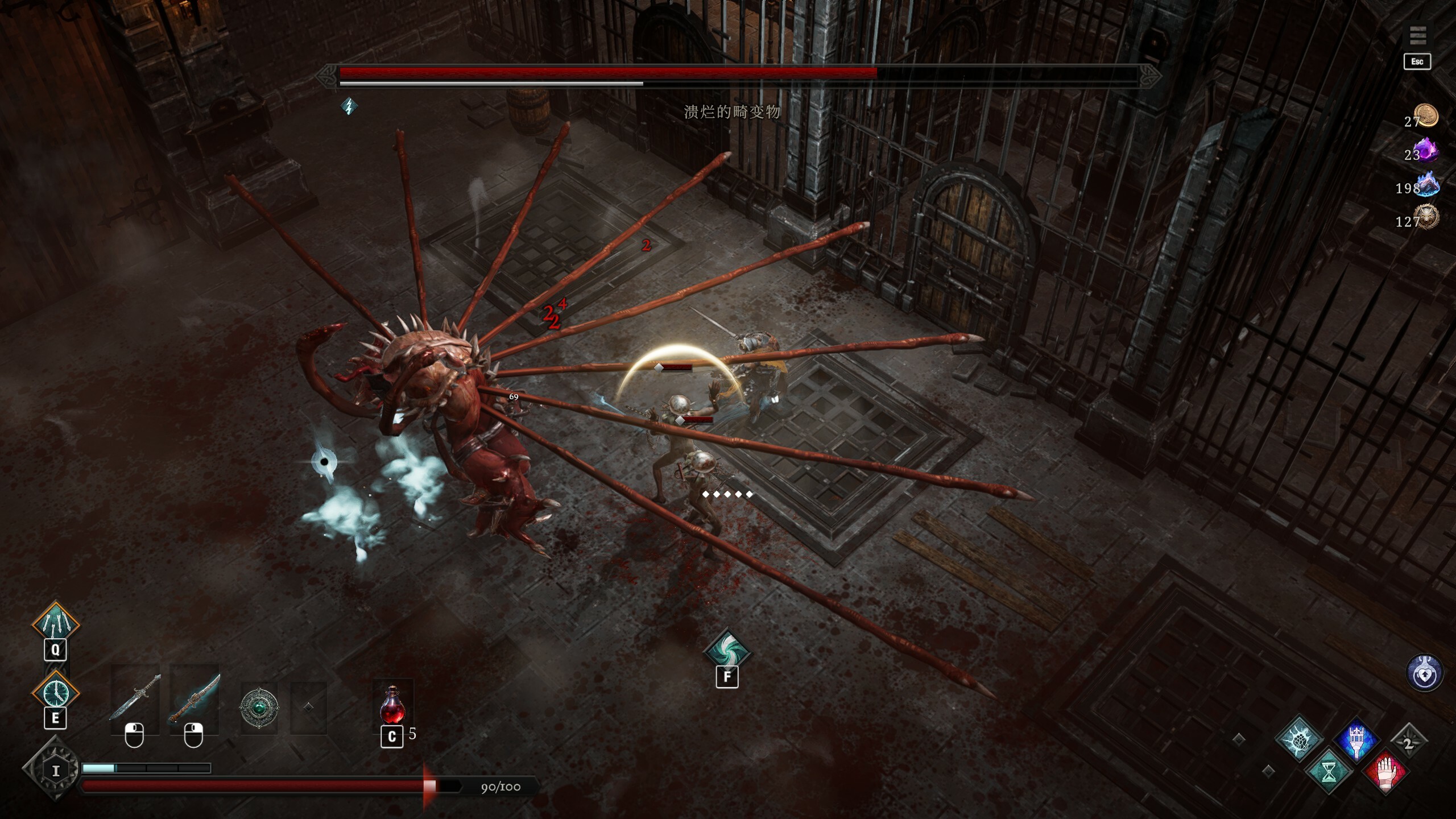 Intense battle scene in Netherworld Covenant showcasing tactical combat against a formidable enemy.