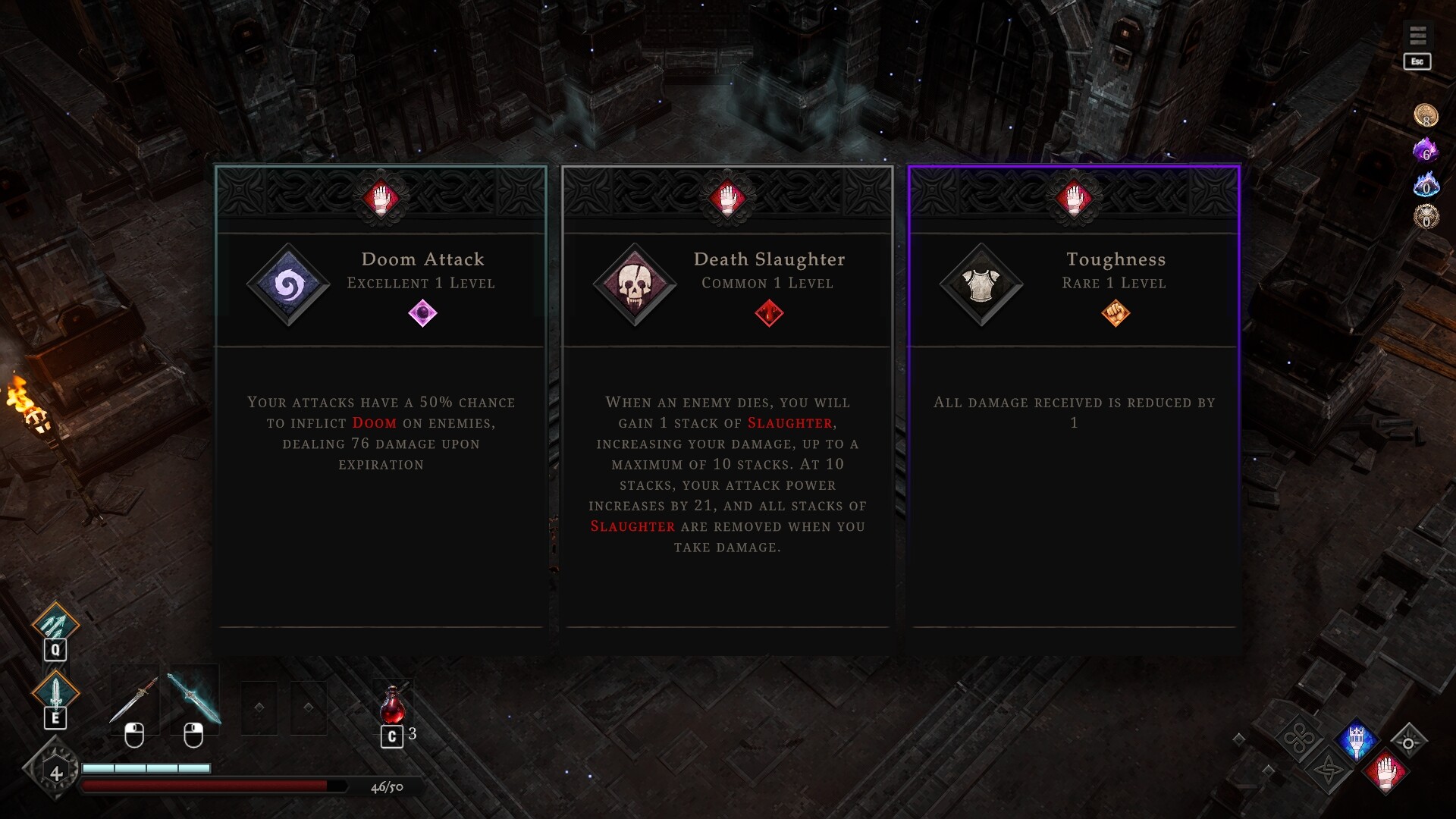 Gameplay mechanics showcase in Netherworld Covenant with skill descriptions.