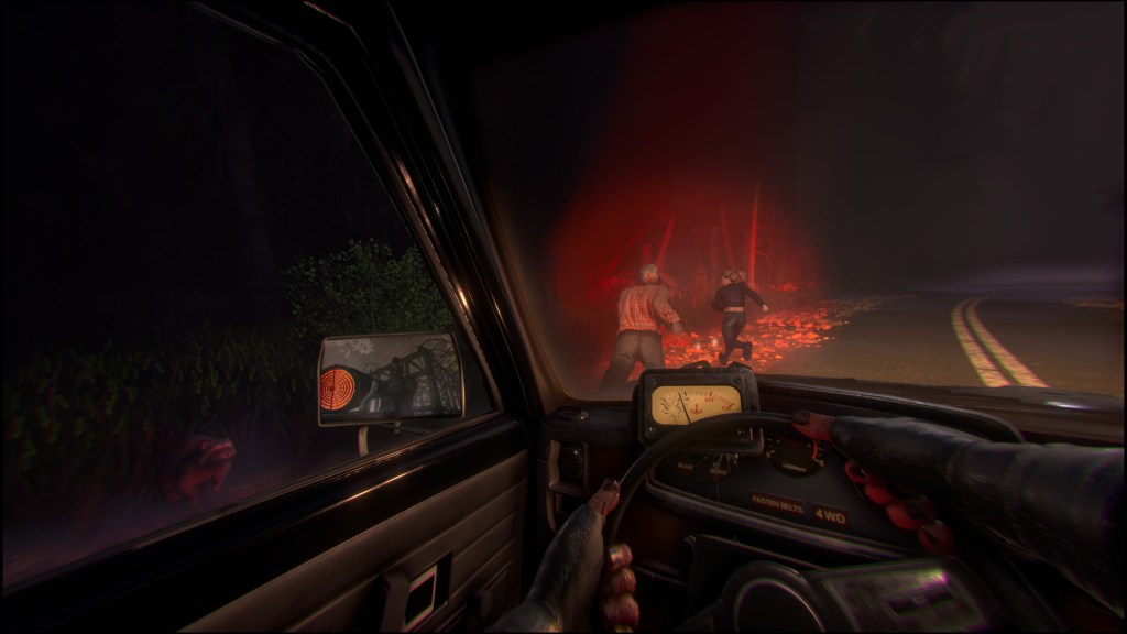 Intense scene from Night of the Slayers featuring a car chase with zombies