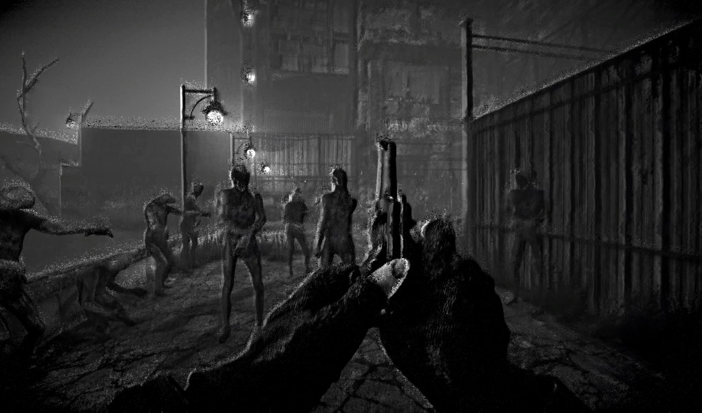 Intense survival horror scene from Total Chaos with eerie atmosphere and unsettling creatures.