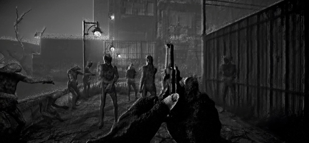 Intense survival horror scene from Total Chaos with eerie atmosphere and unsettling creatures.