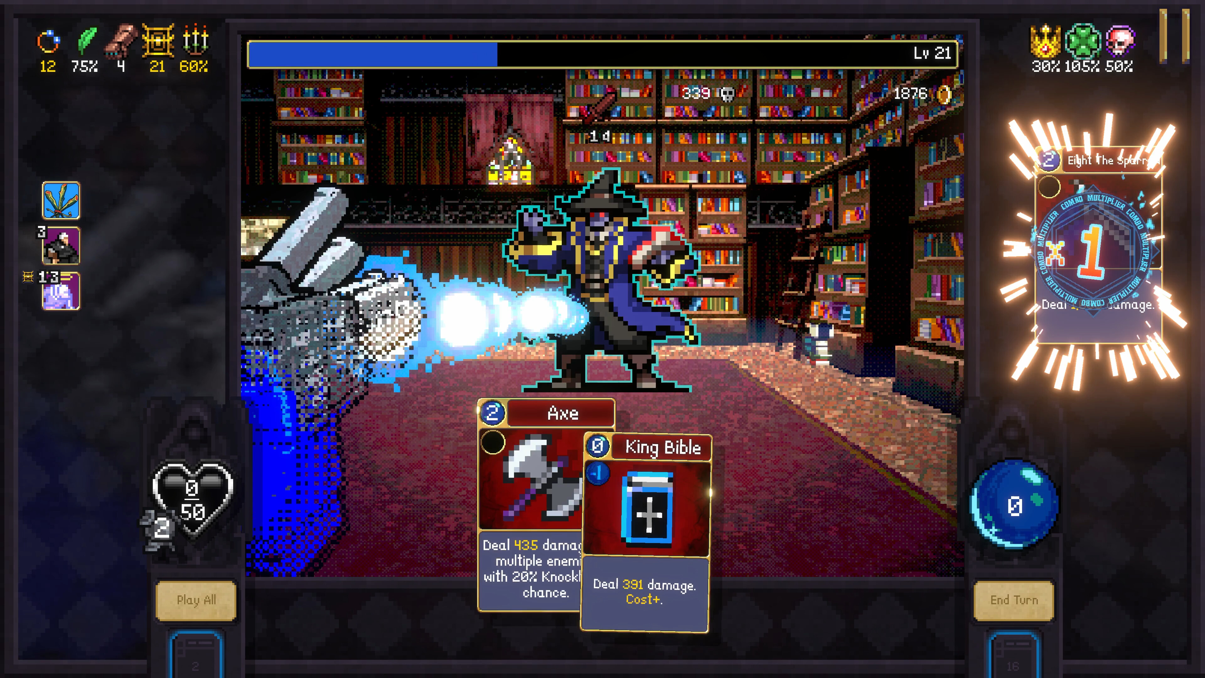 Gameplay screenshot of Vampire Crawlers: The Turbo Wildcard featuring a character in action.