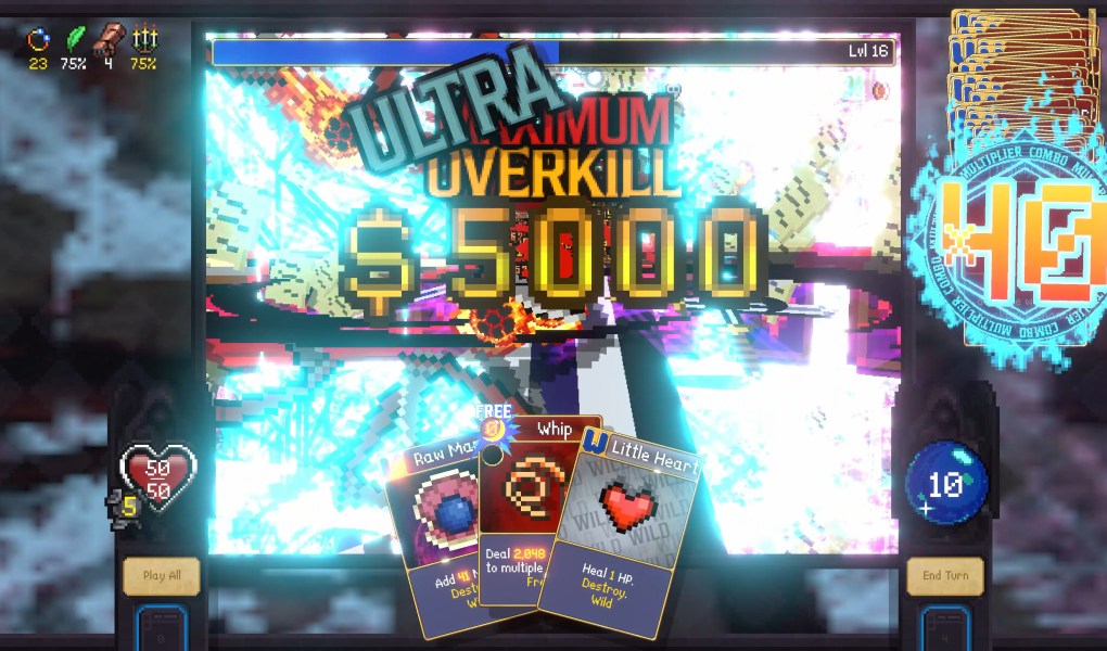 Vampire Crawlers: The Turbo Wildcard gameplay with cards and vibrant background