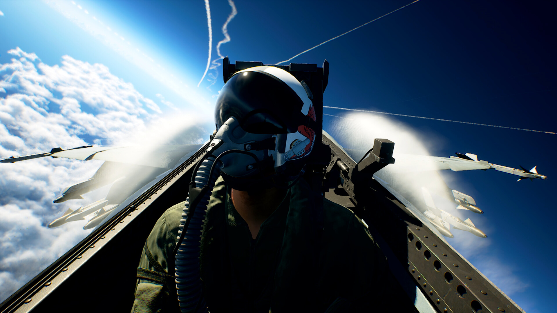 Pilot in cockpit of fighter jet in Ace Combat 8: Wings of Theve