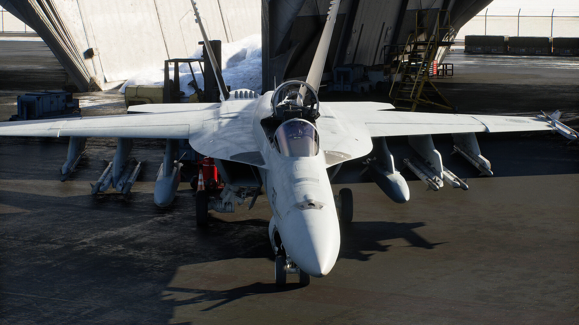 Fighter jet on a runway in Ace Combat 8: Wings of Theve