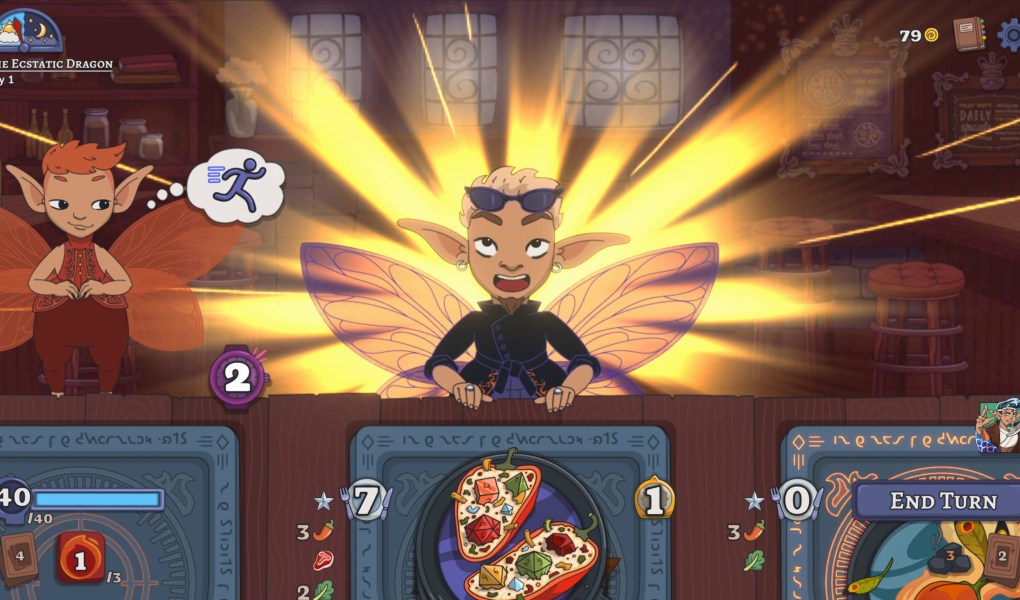 Exciting gameplay moment in Arcane Eats showcasing magical chefs and ingredient cards.