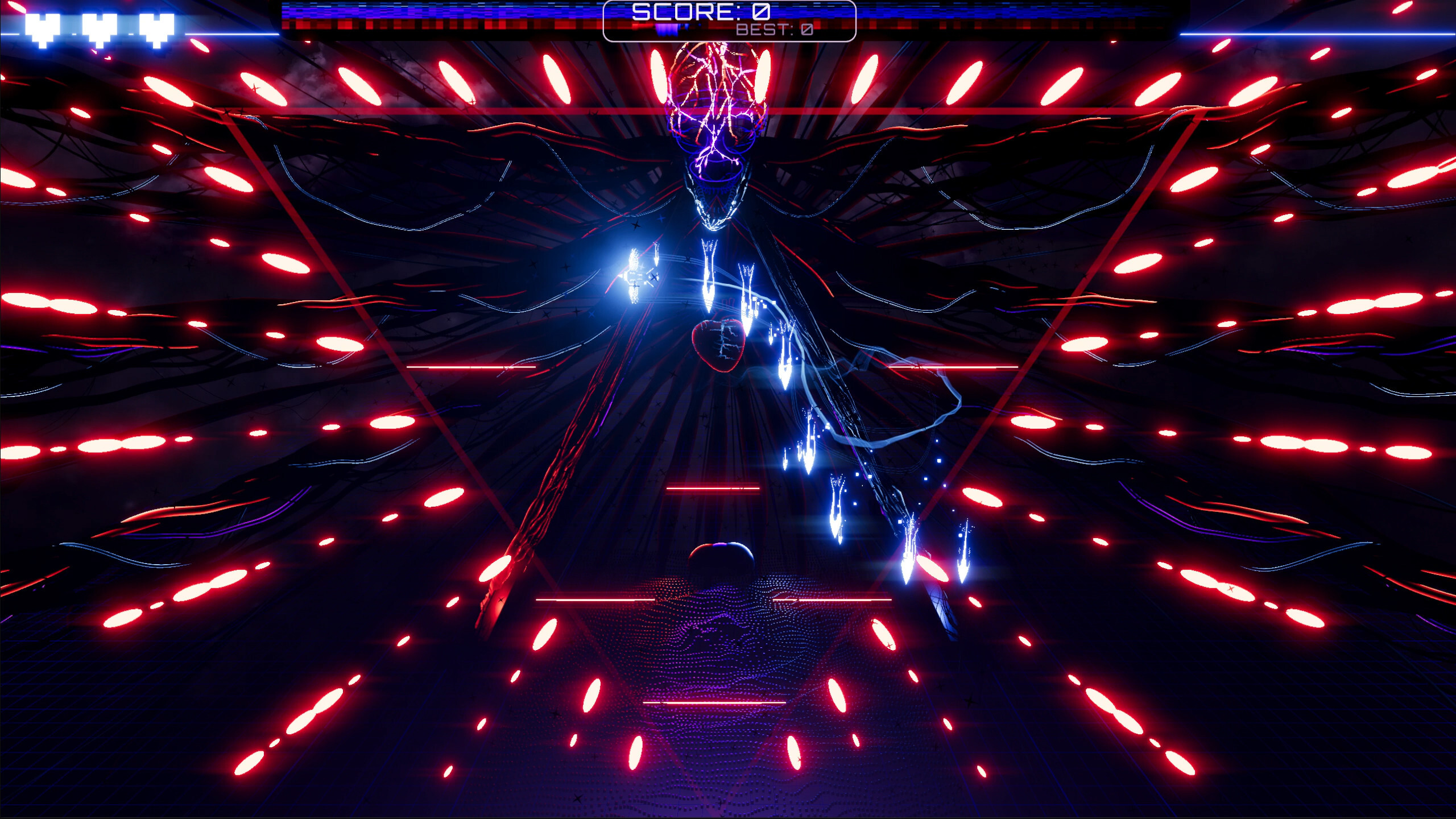 Dynamic action scene from AUDIOMECH with vibrant visuals and audio-reactive elements.