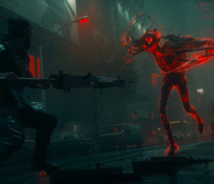 Dylan Faden battles a supernatural entity in a foggy, neon-lit Manhattan.