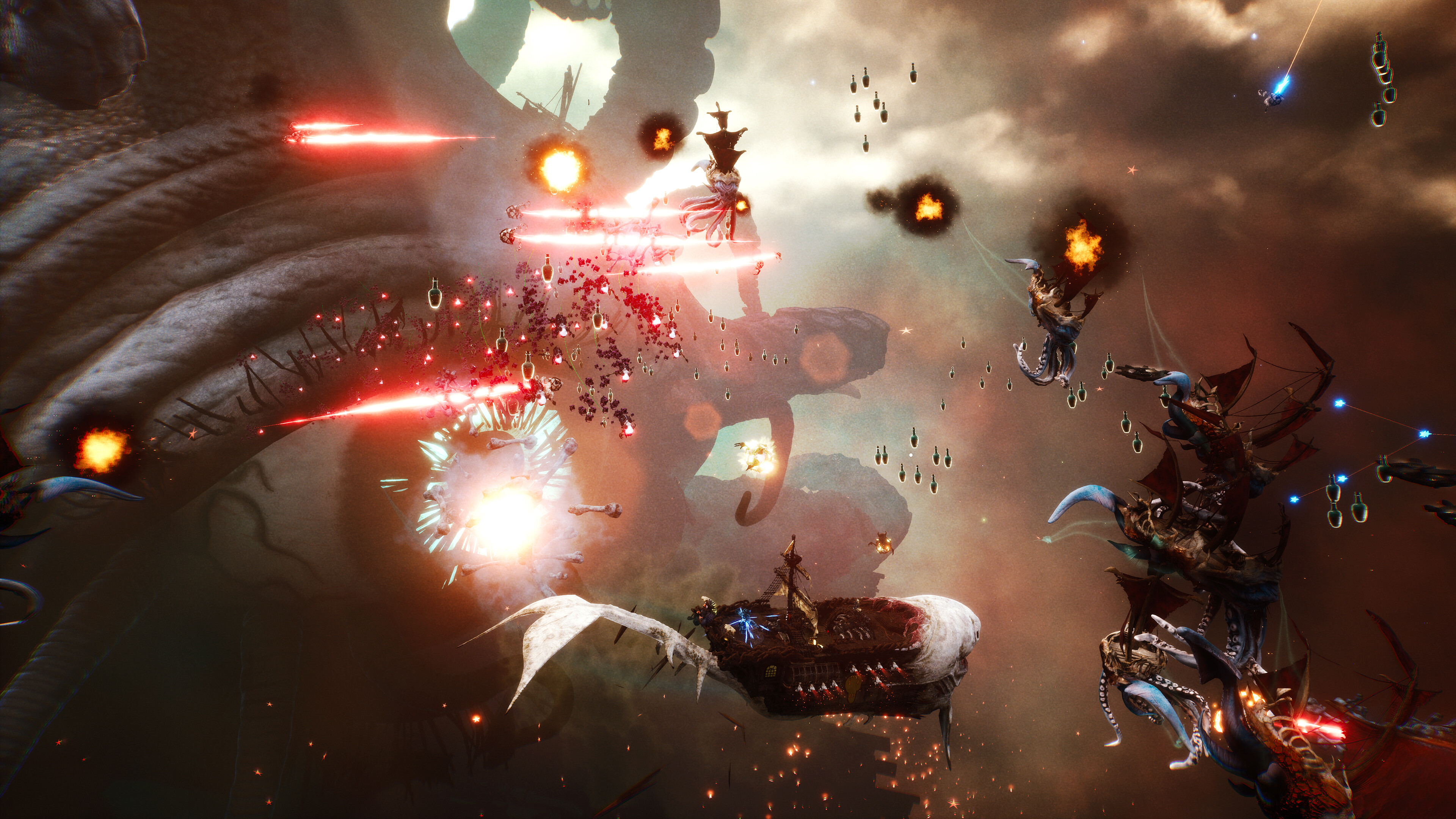 Intense action scene from DAVY x JONES featuring pirate ships and surreal combat.