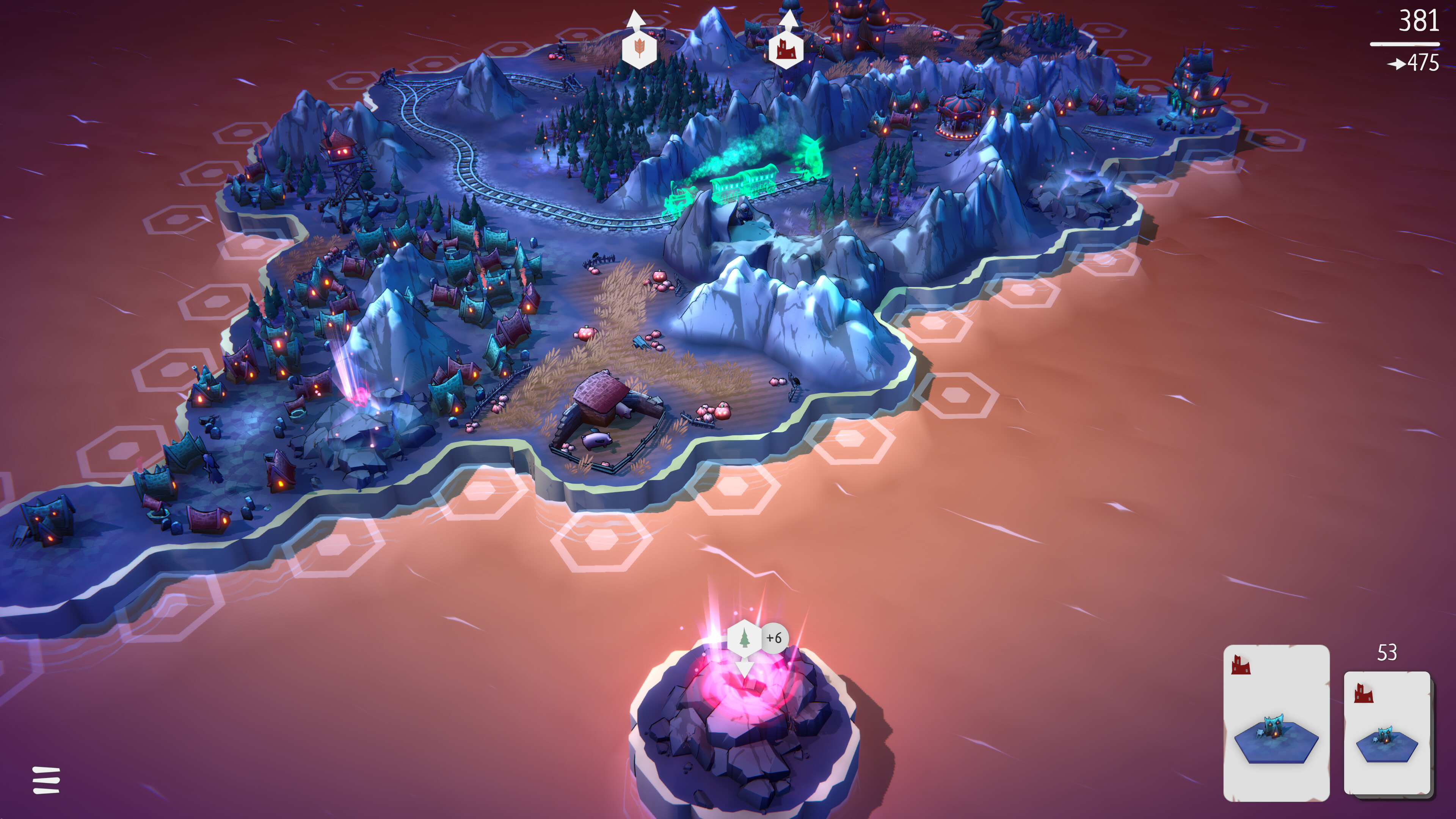 Aerial view of Fangtopia's tile-based game world showcasing spooky landscapes and cozy structures.