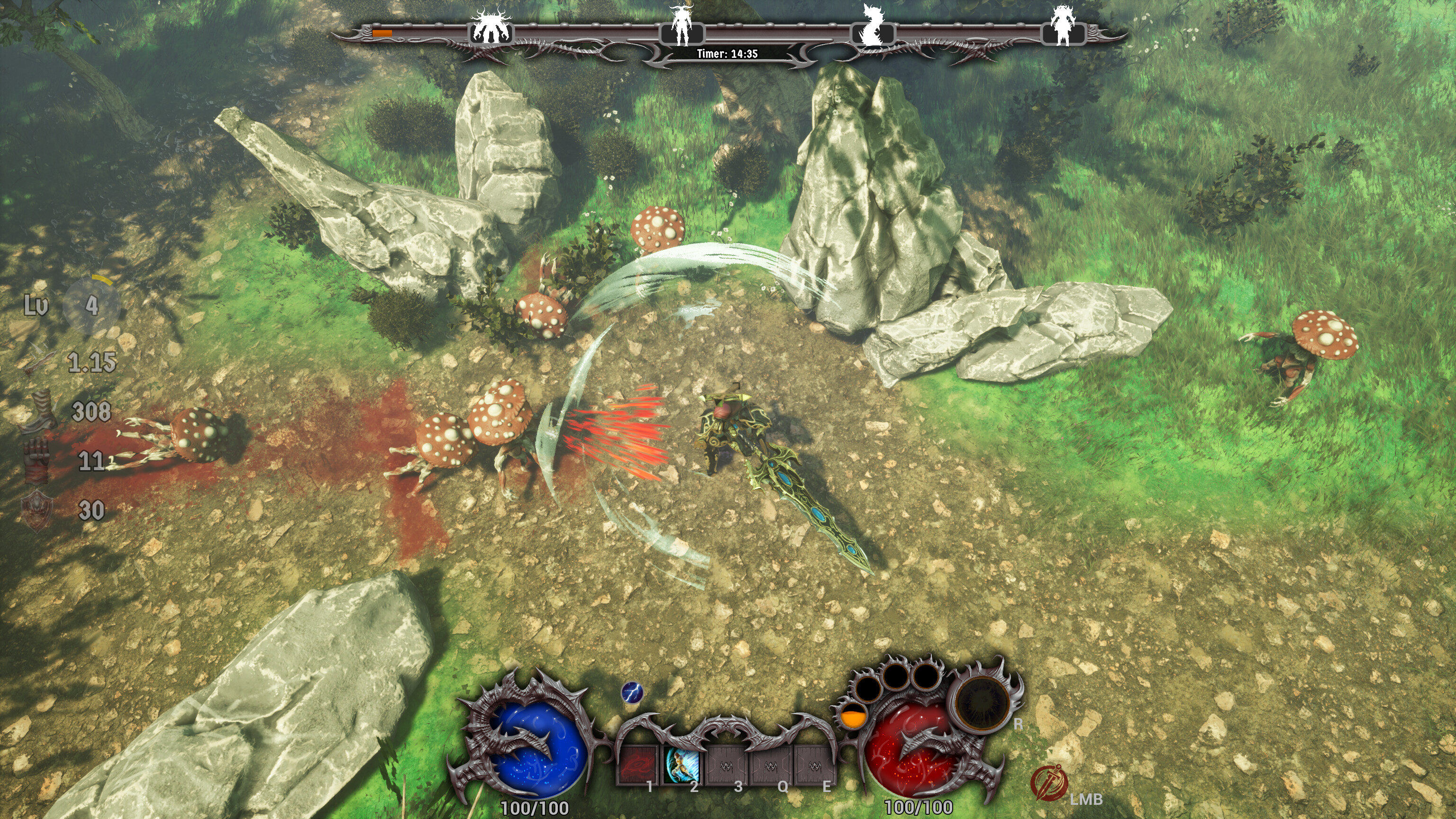 Action-packed gameplay scene from Hell On Earth featuring combat and vibrant environments