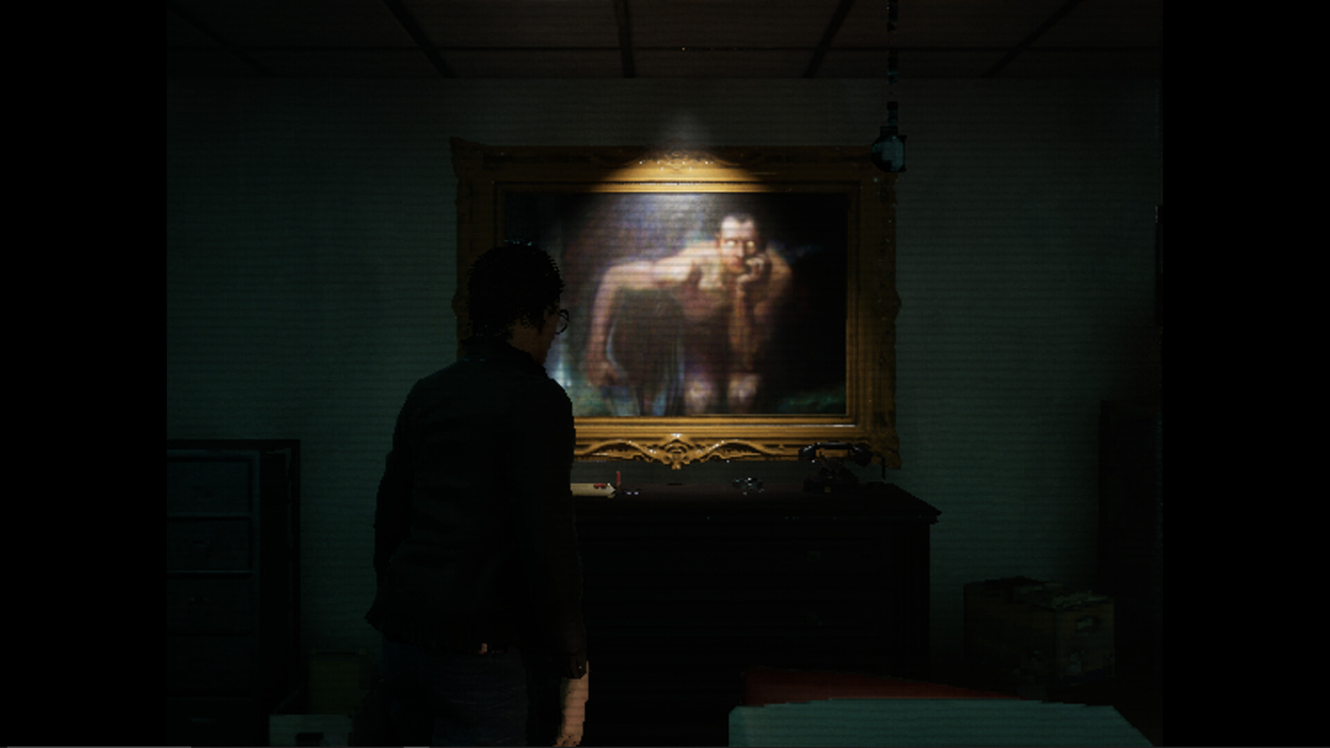 Detective Owen Crane examines a mysterious painting in Hollow Stories: Lockdown.