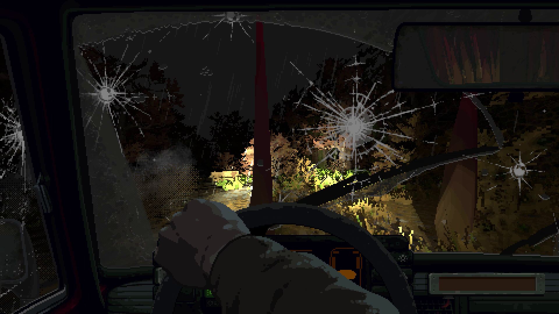 Driving through a dark, eerie Polish town in Holstin game.