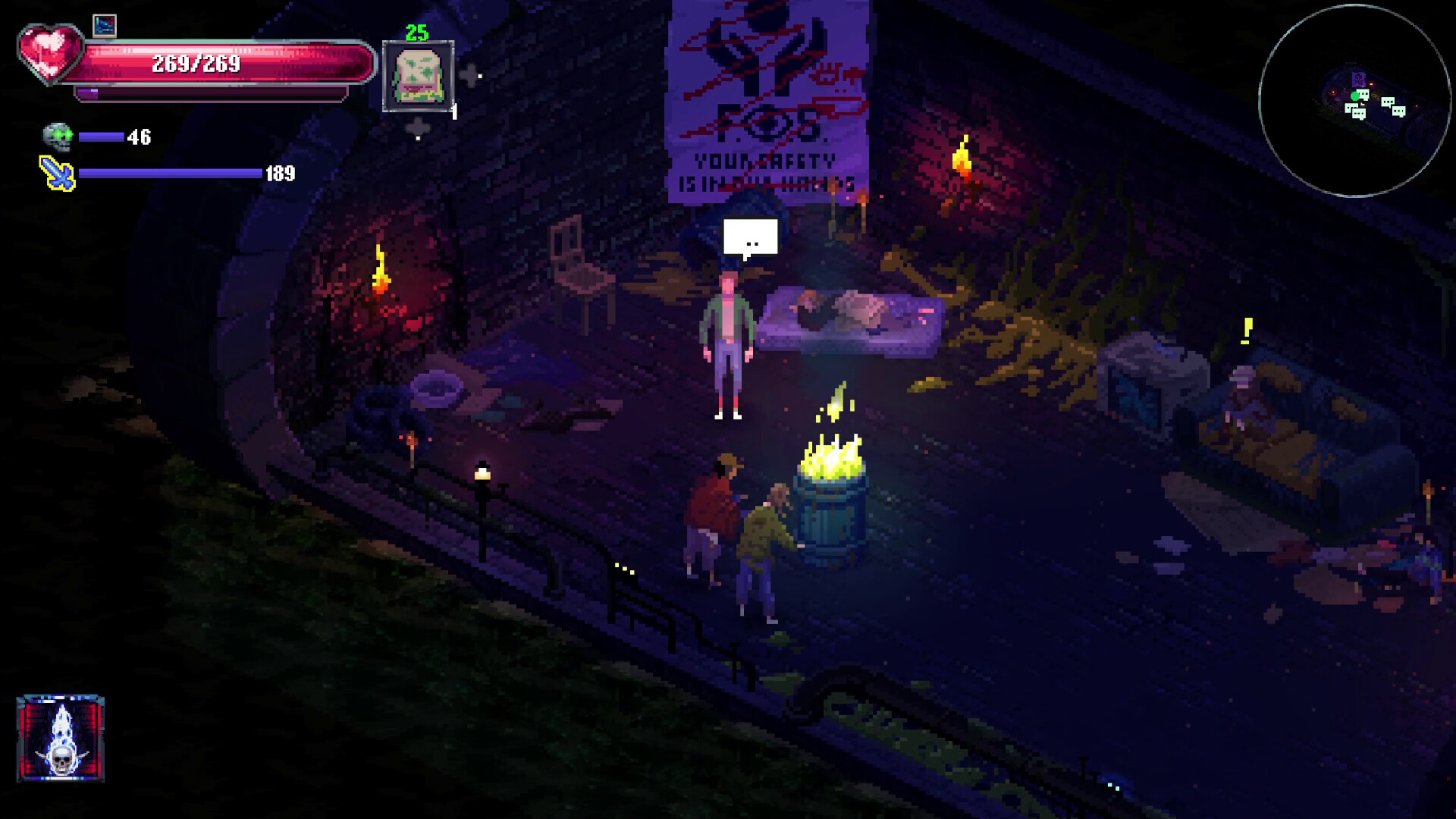 Isometric scene from Kingdom of Night showcasing characters in a dark, atmospheric setting
