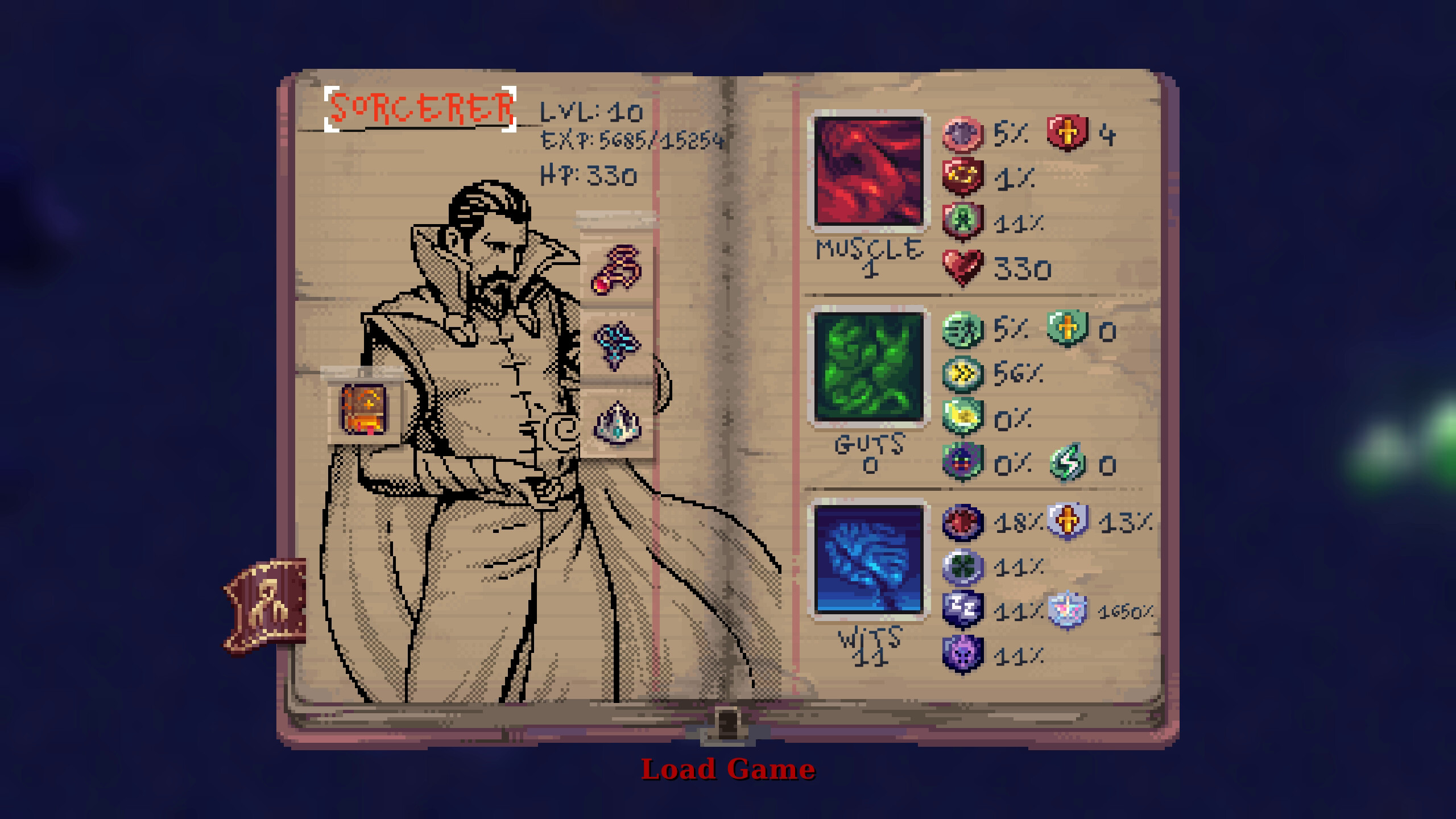 Character stats and abilities in Kingdom of Night RPG