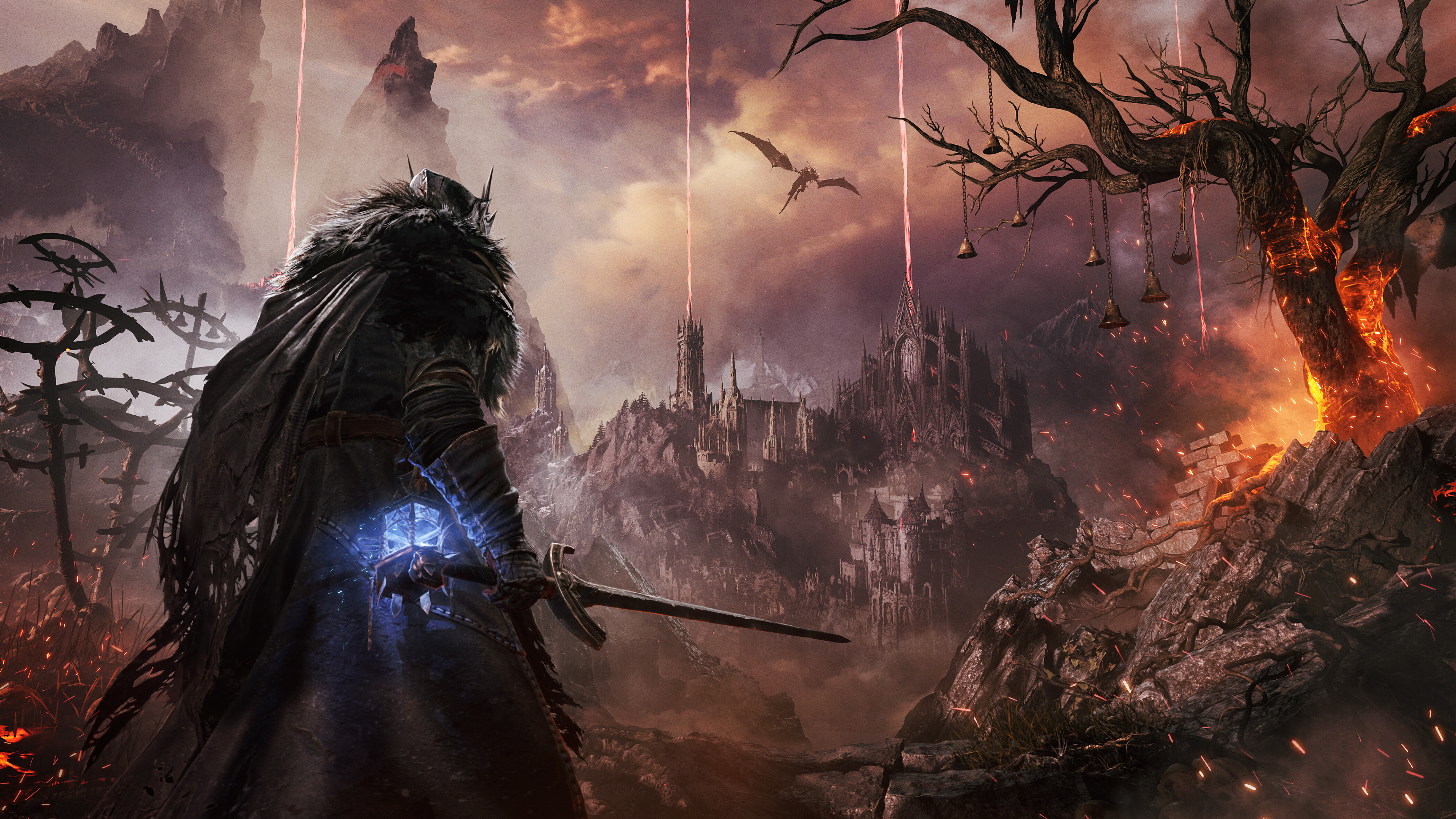 Epic landscape of Lords of the Fallen featuring a warrior and dark fantasy elements.