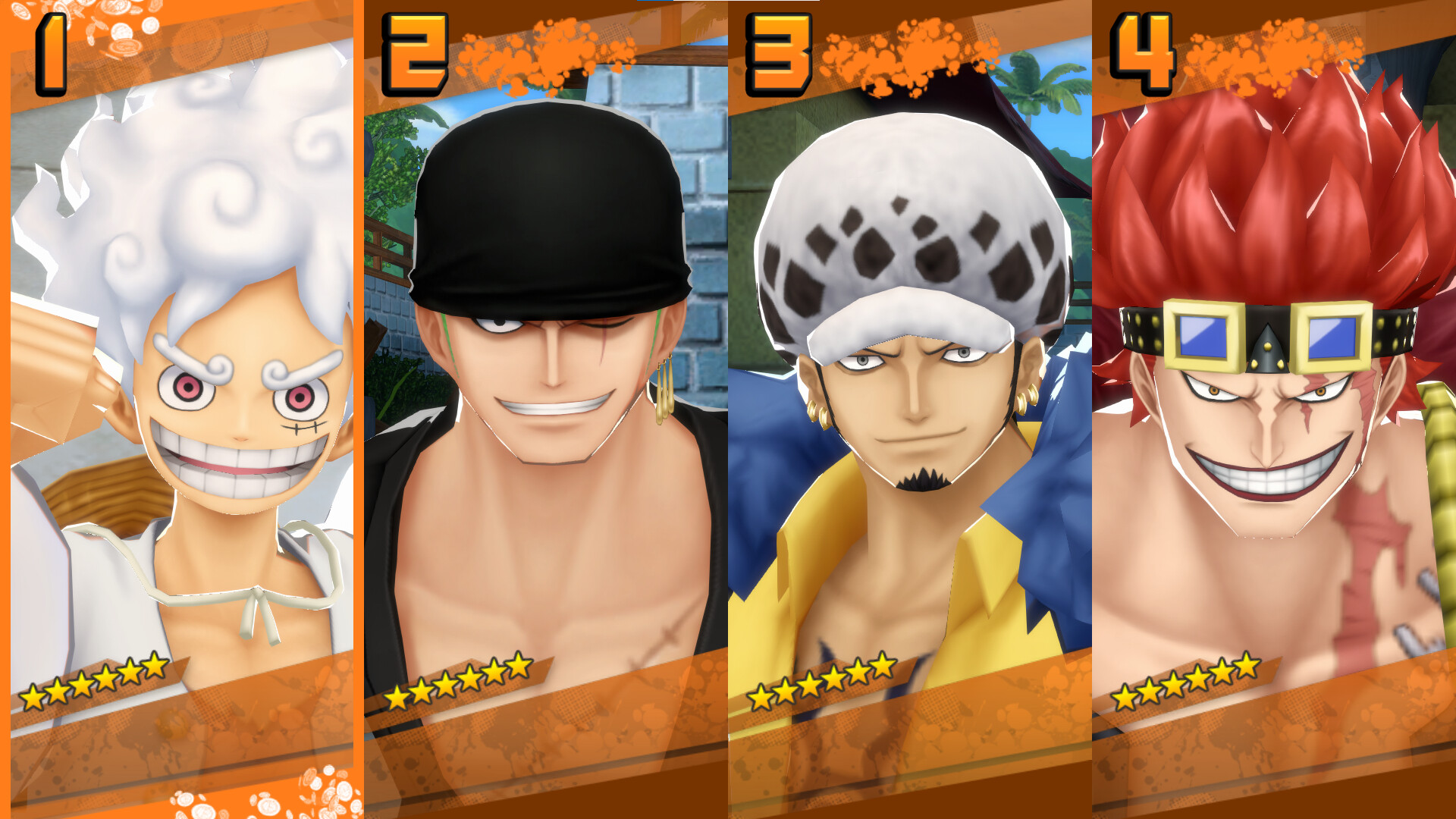 Trafalgar Law and characters from One Piece: Bounty Rush in action.