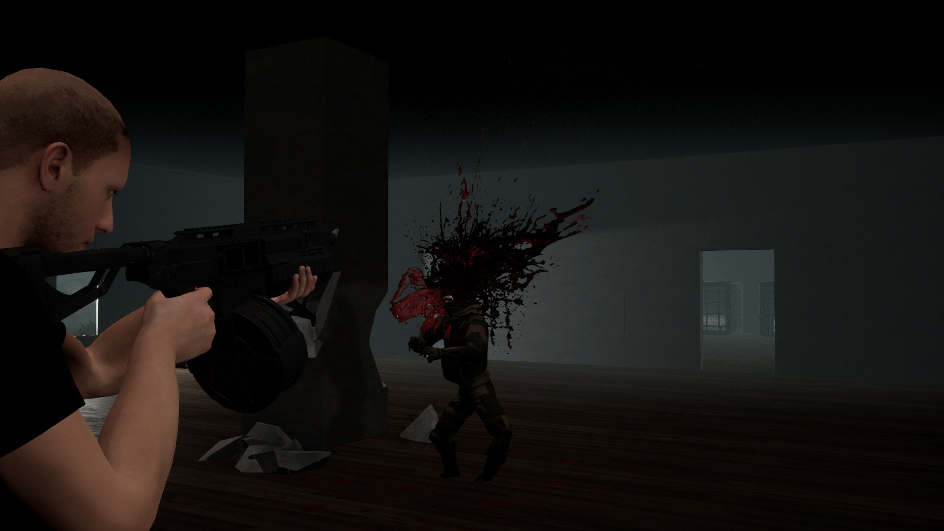 Intense action scene from Our Little Brothers featuring a character shooting an enemy.