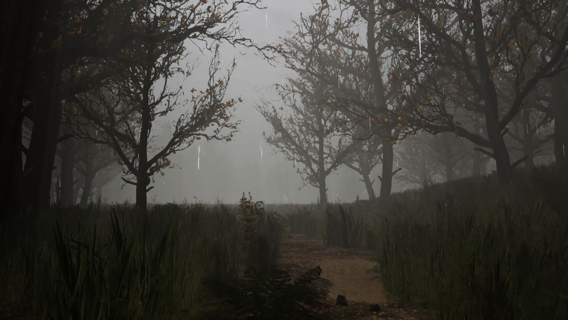 Misty forest path in Our Little Brothers game showcasing atmospheric environment