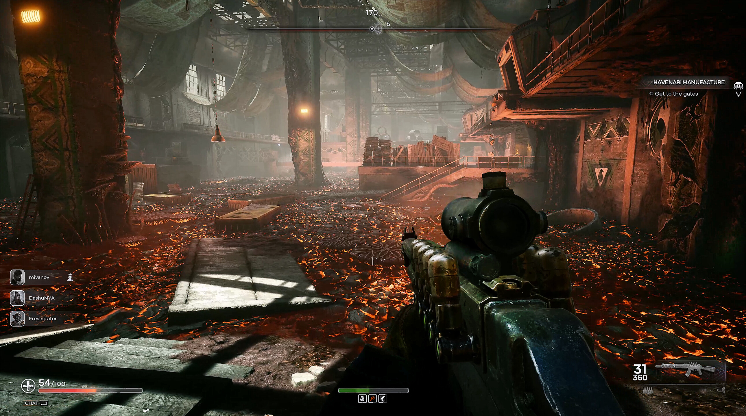 Gameplay scene from PIONER showcasing a post-apocalyptic environment