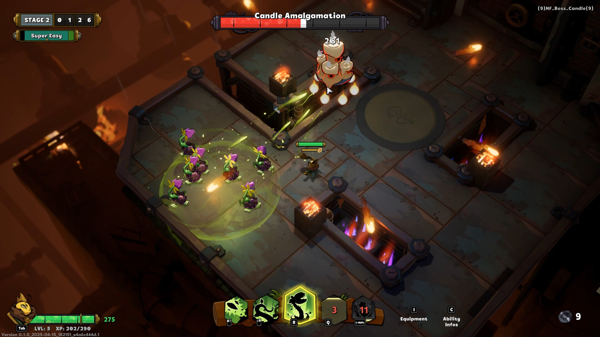 Gameplay of Raiders of Blackveil featuring combat against Candle Amalgamation.