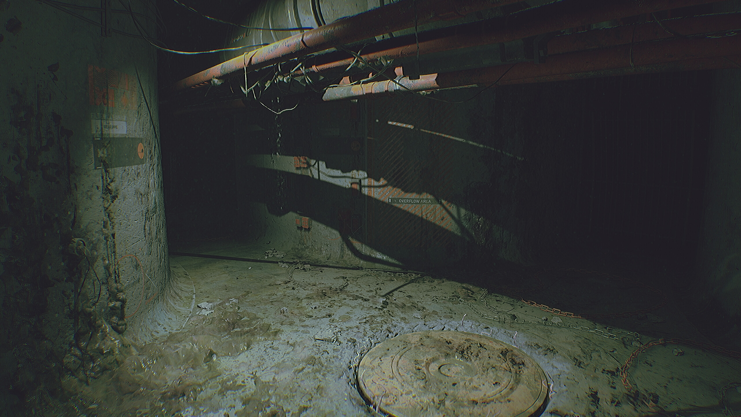 Dark, eerie corridor of an abandoned lunar base in ROUTINE game
