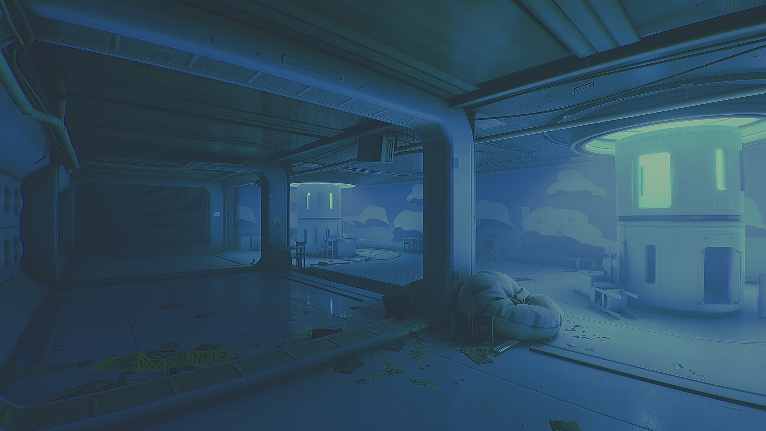 Abandoned lunar base interior showcasing eerie sci-fi atmosphere