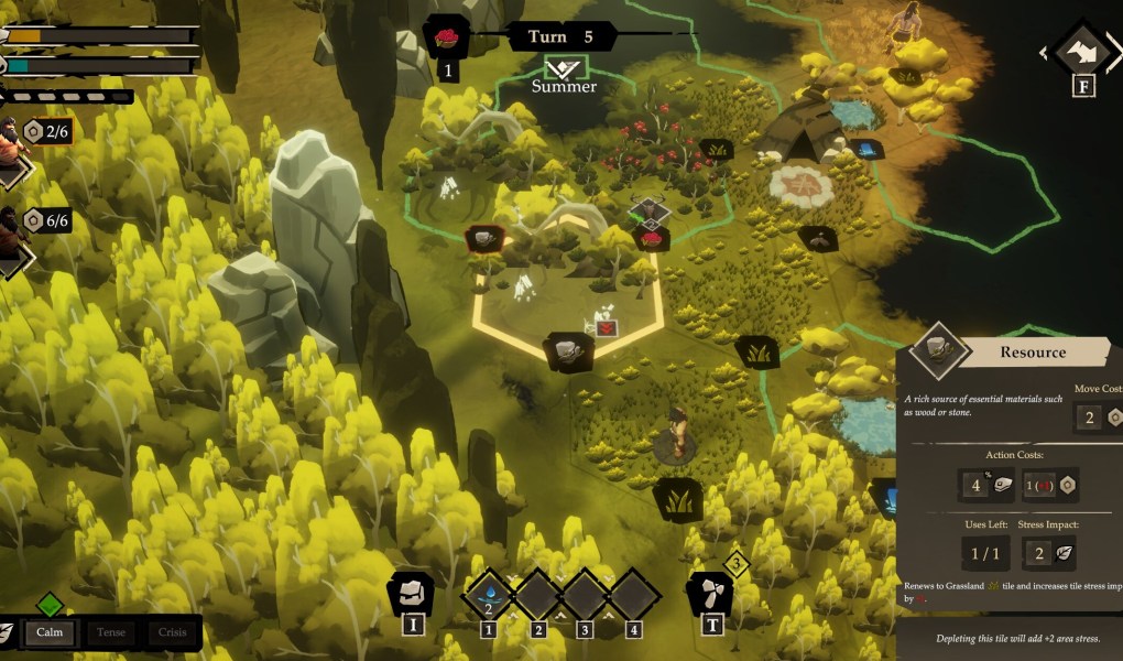 Strategic gameplay in Seasons of Solitude showcasing a vibrant prehistoric landscape.
