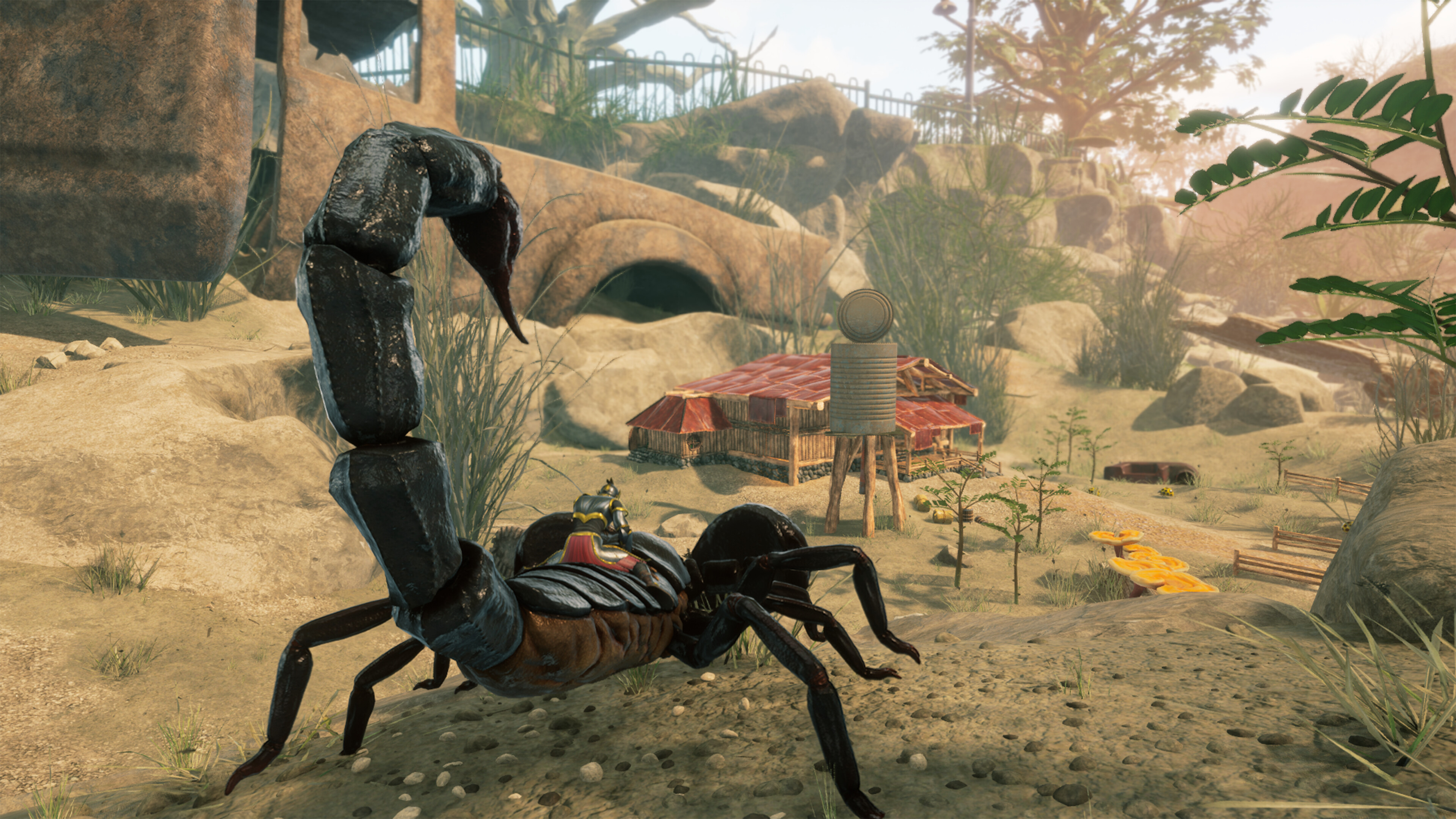 A giant scorpion in Smalland: Survive the Wilds near a player-built base.