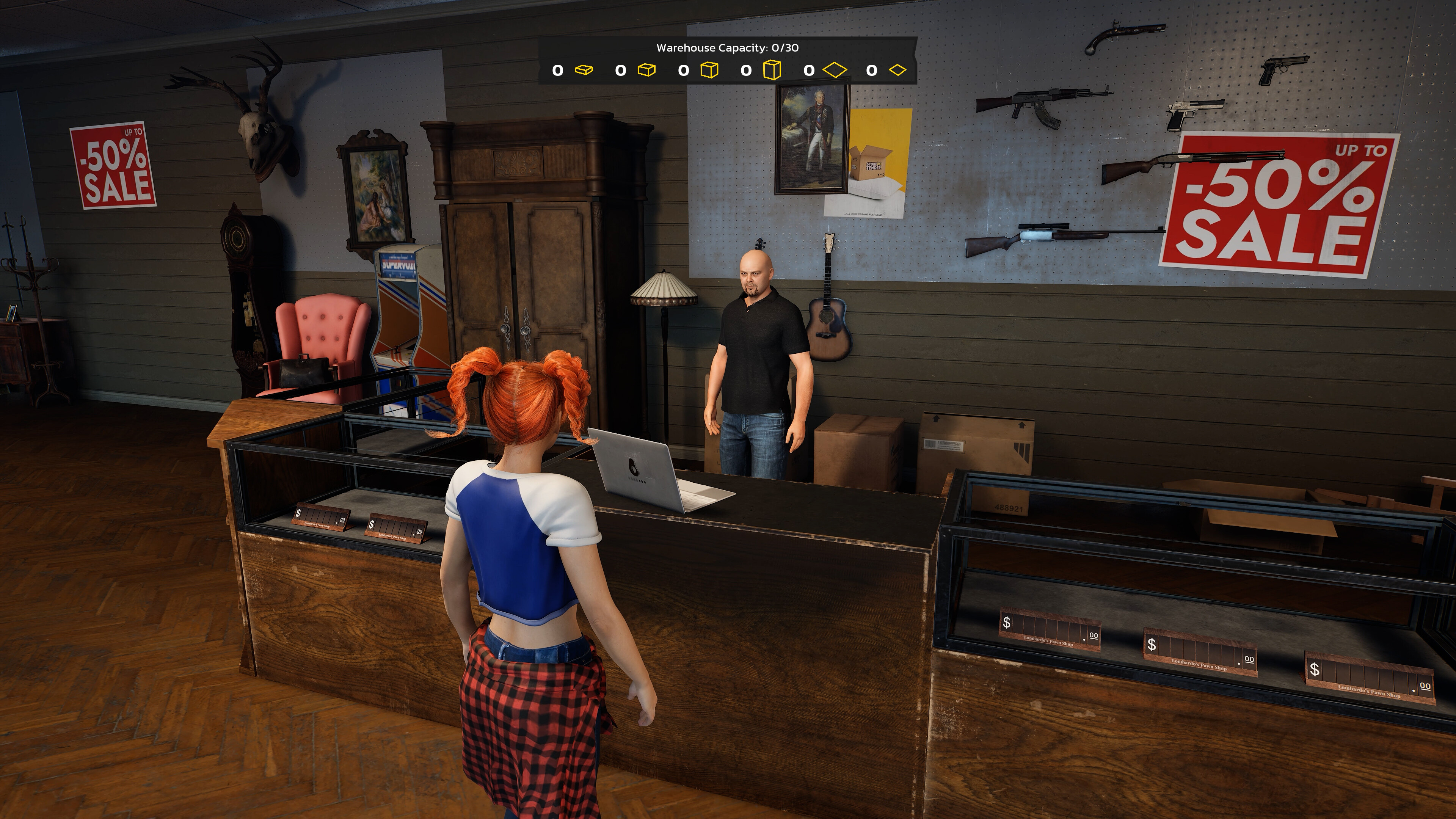 Player interacting with a vendor in Storage Hunter Simulator auction setting