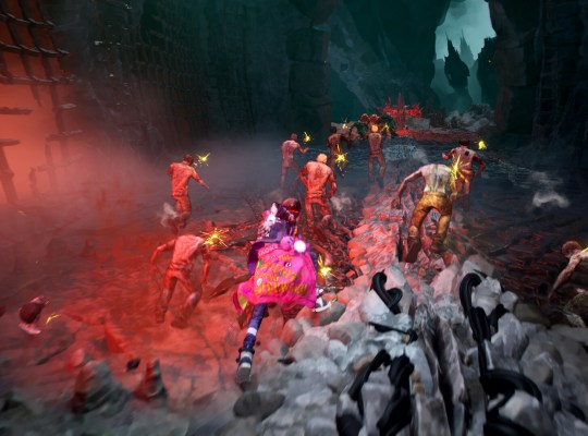 Intense combat scene in Stupid Never Dies featuring zombies and stylish action.