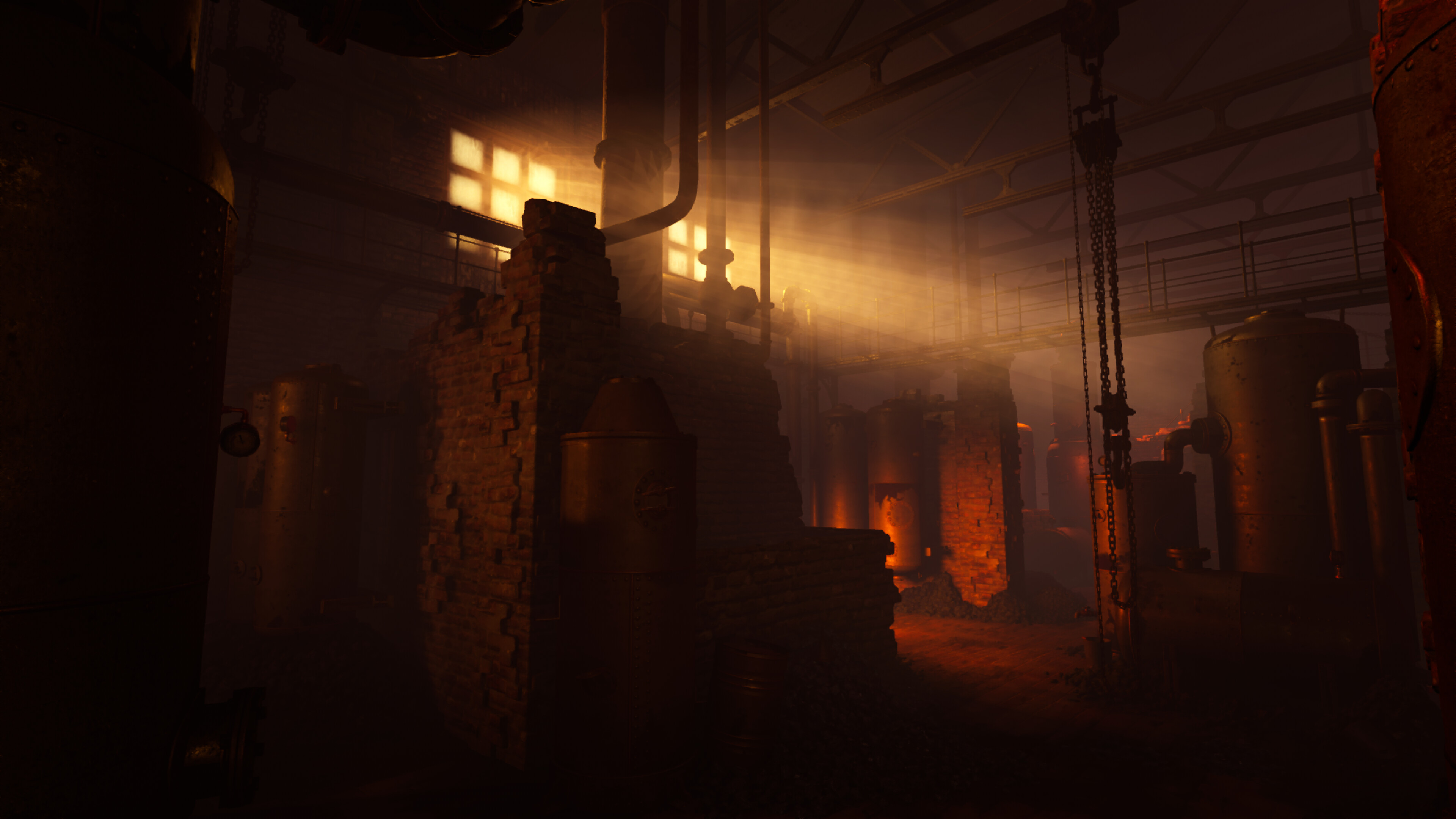 Mysterious industrial setting in Sublustrum with dramatic lighting