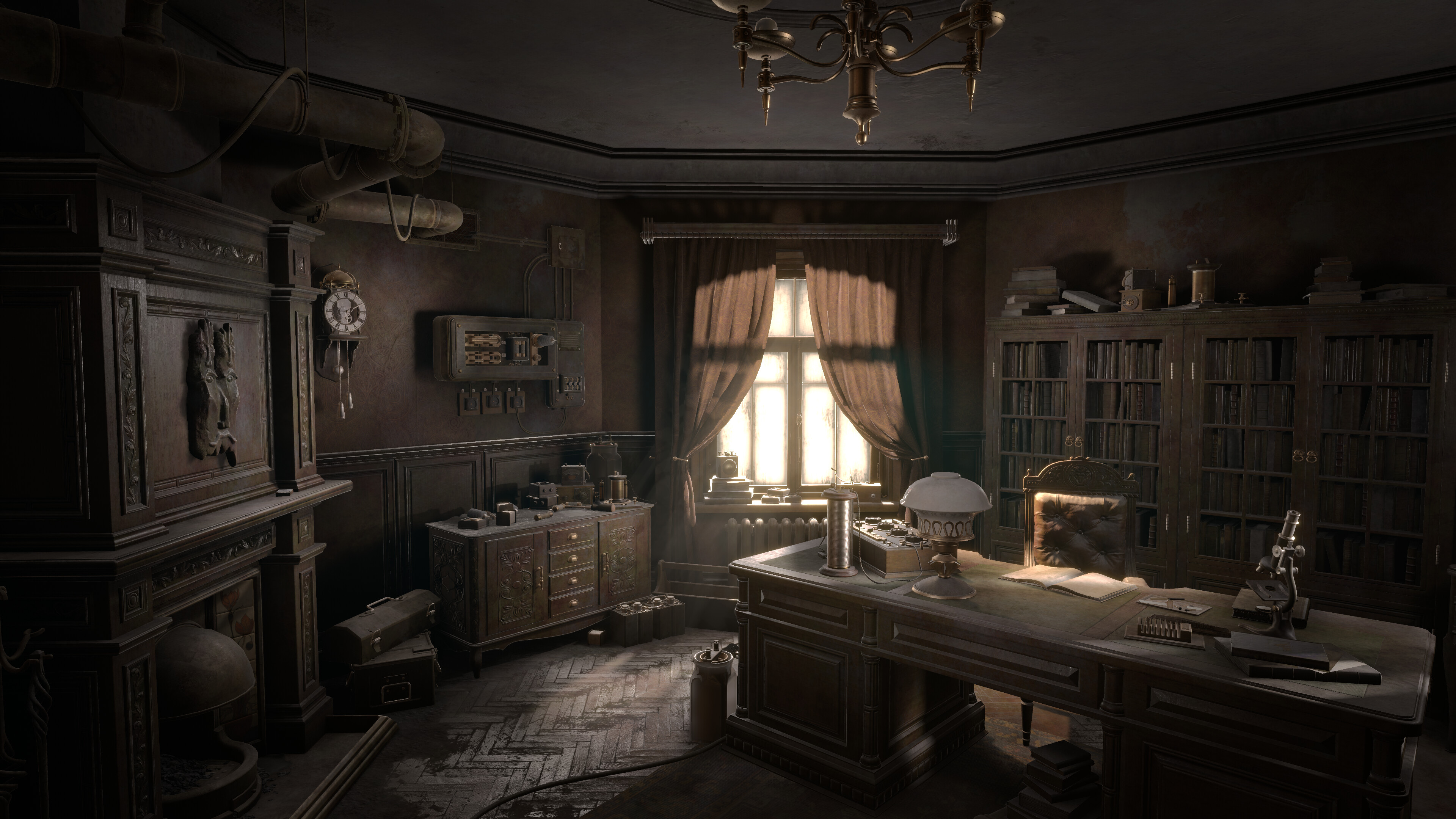 Intricate office interior from the psychological adventure game Sublustrum