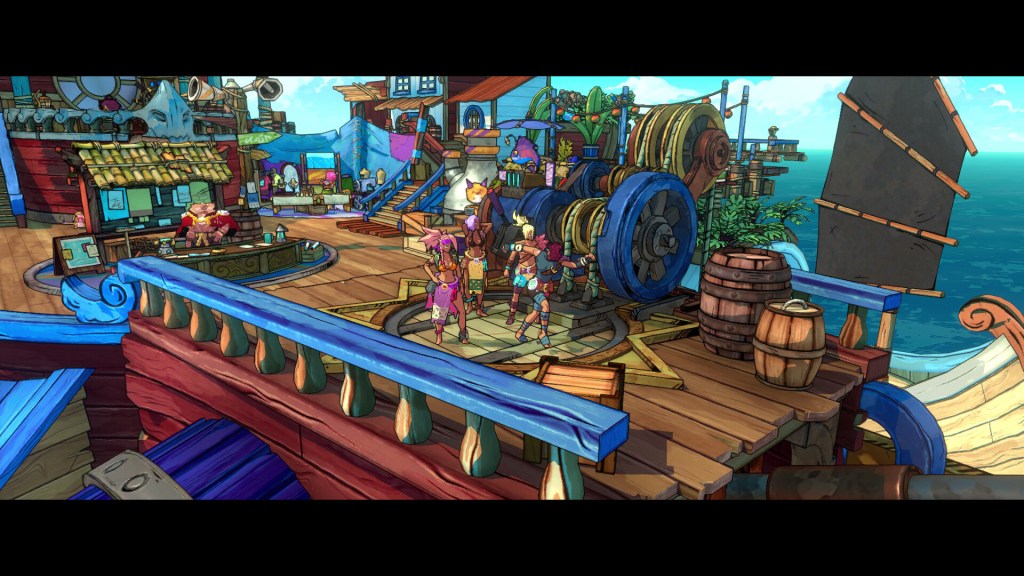 Colorful scene from Surfpunk showcasing vibrant characters and a tropical setting