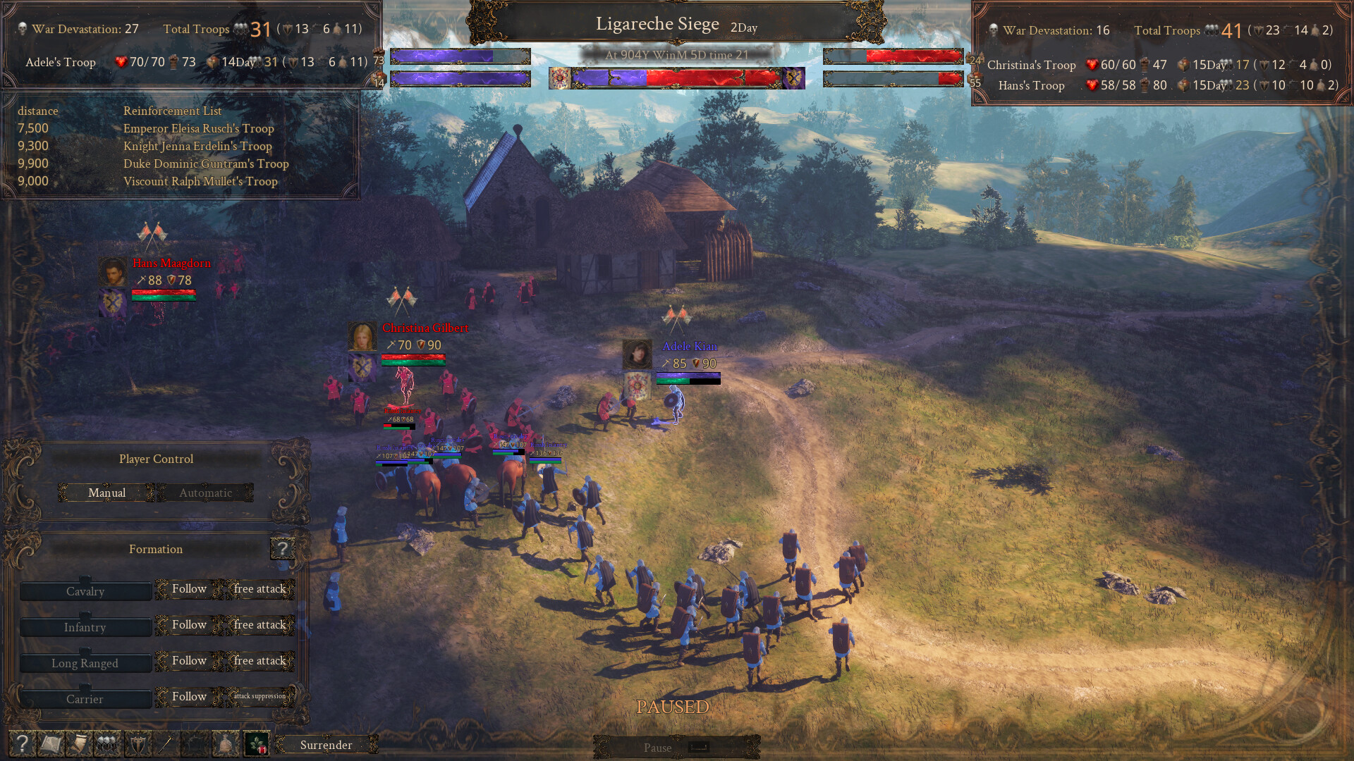 Battle scene from The End of History showcasing troop formations and strategy gameplay.