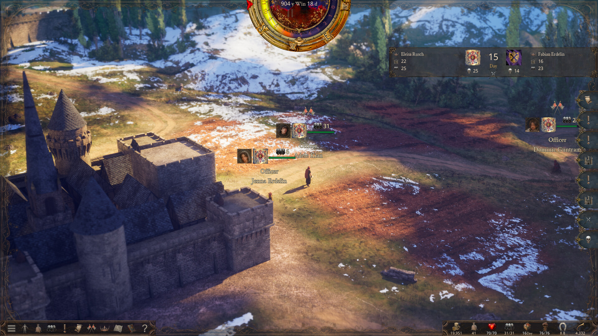 Gameplay screenshot of The End of History showcasing medieval strategy RPG elements.
