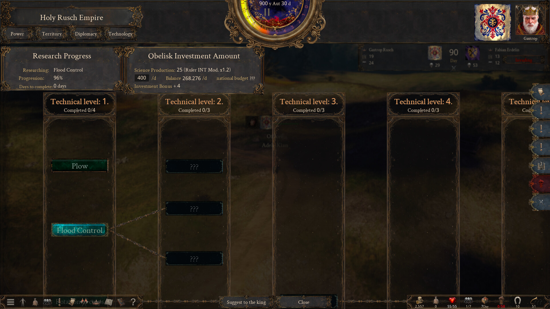 Screenshot of research interface in The End of History RPG game.