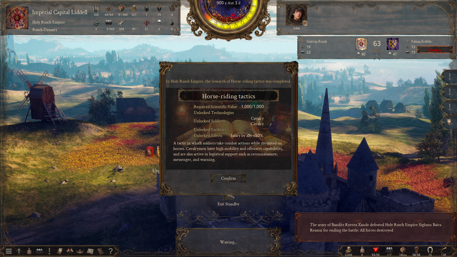 Gameplay screenshot of The End of History showcasing strategy mechanics and medieval landscape.