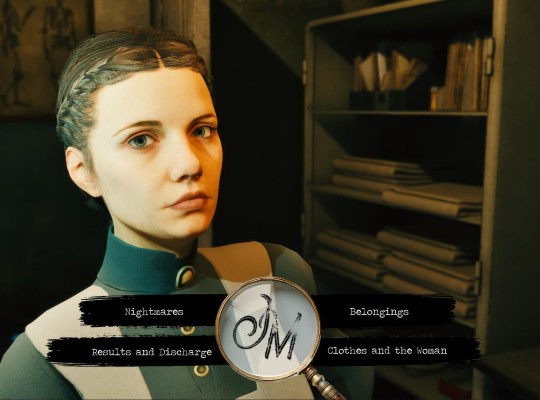 Character closeup in The Last Case of John Morley with UI elements