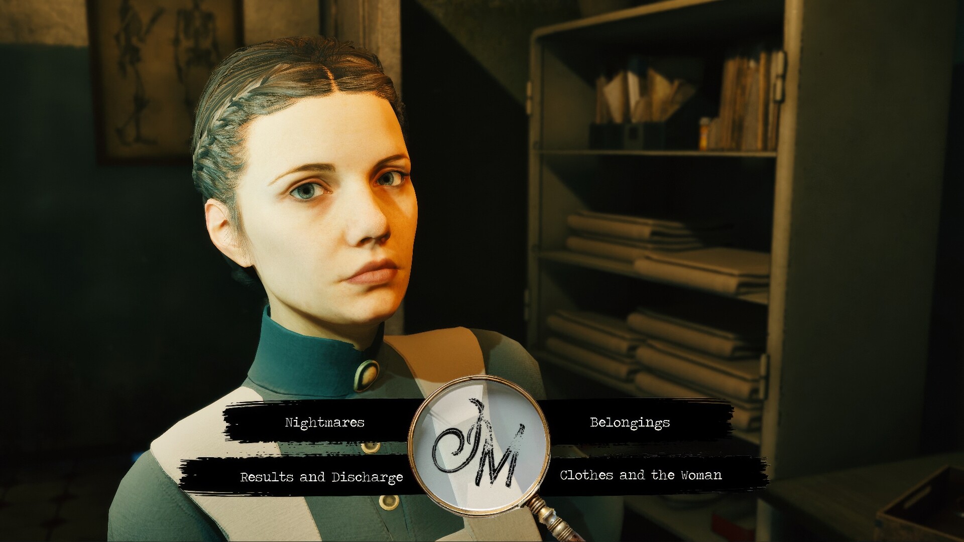 Character closeup in The Last Case of John Morley with UI elements