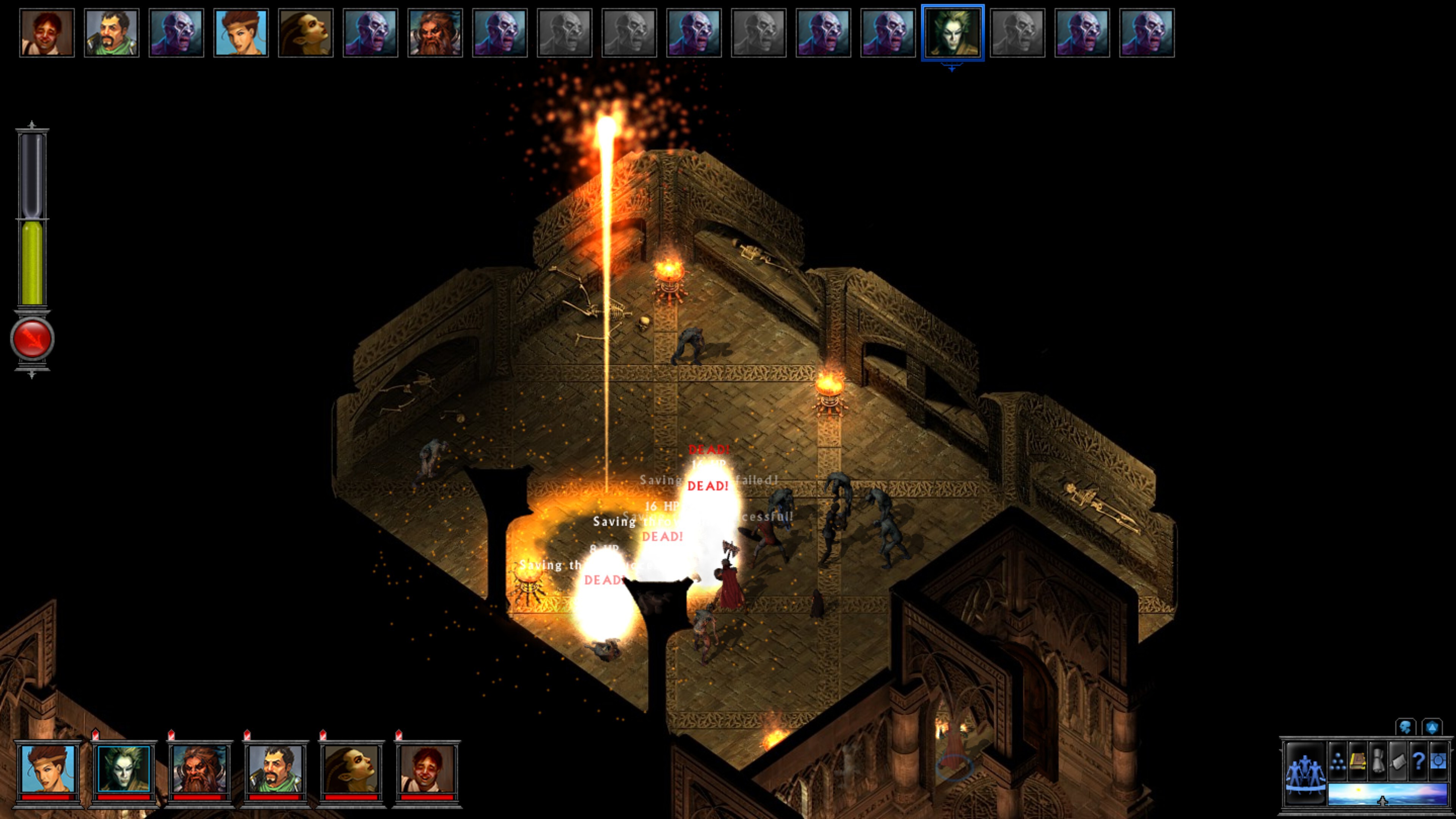 Action-packed scene from The Temple of Elemental Evil showcasing combat and magic effects
