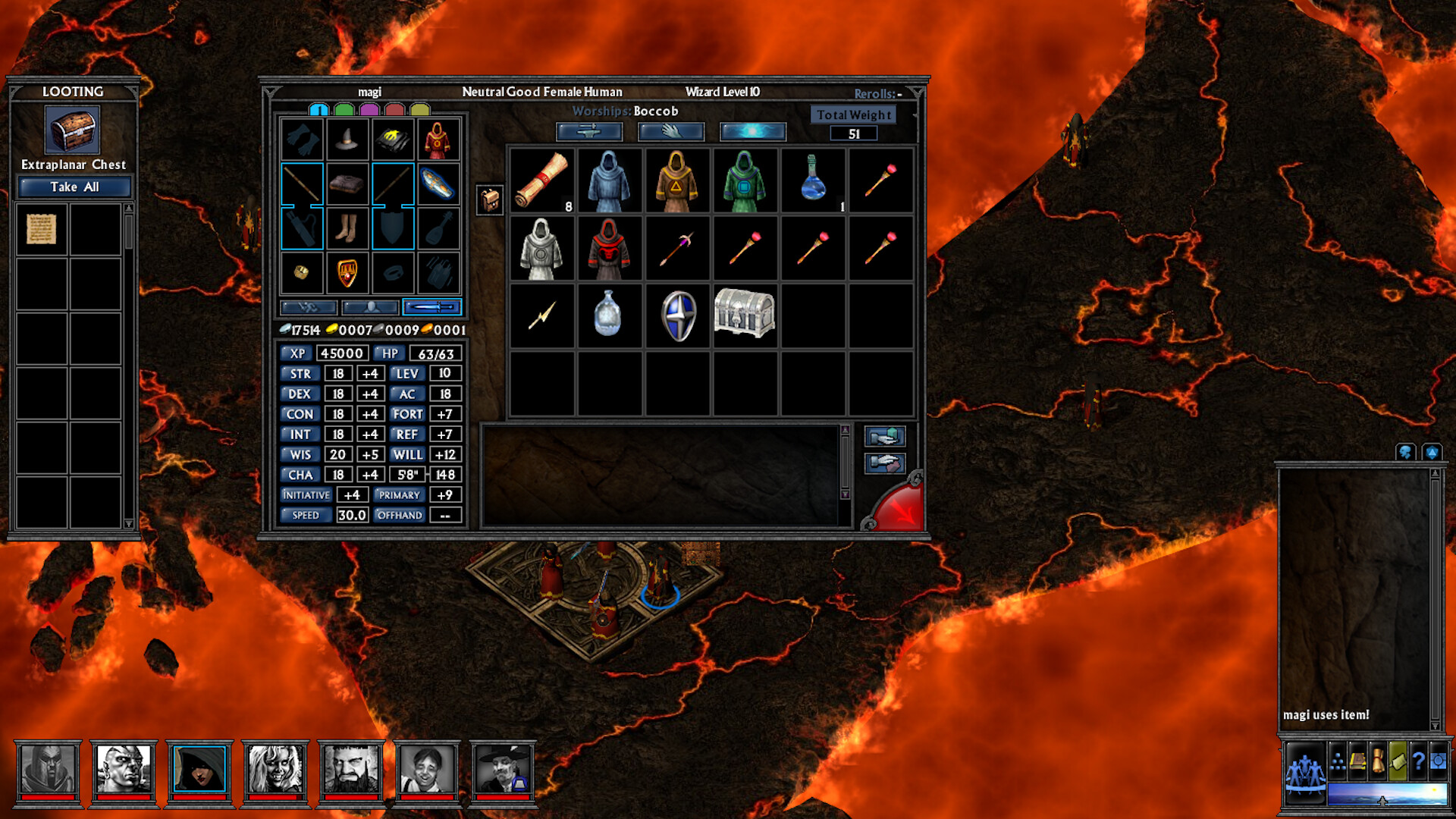 Looting interface showcasing items in The Temple of Elemental Evil RPG