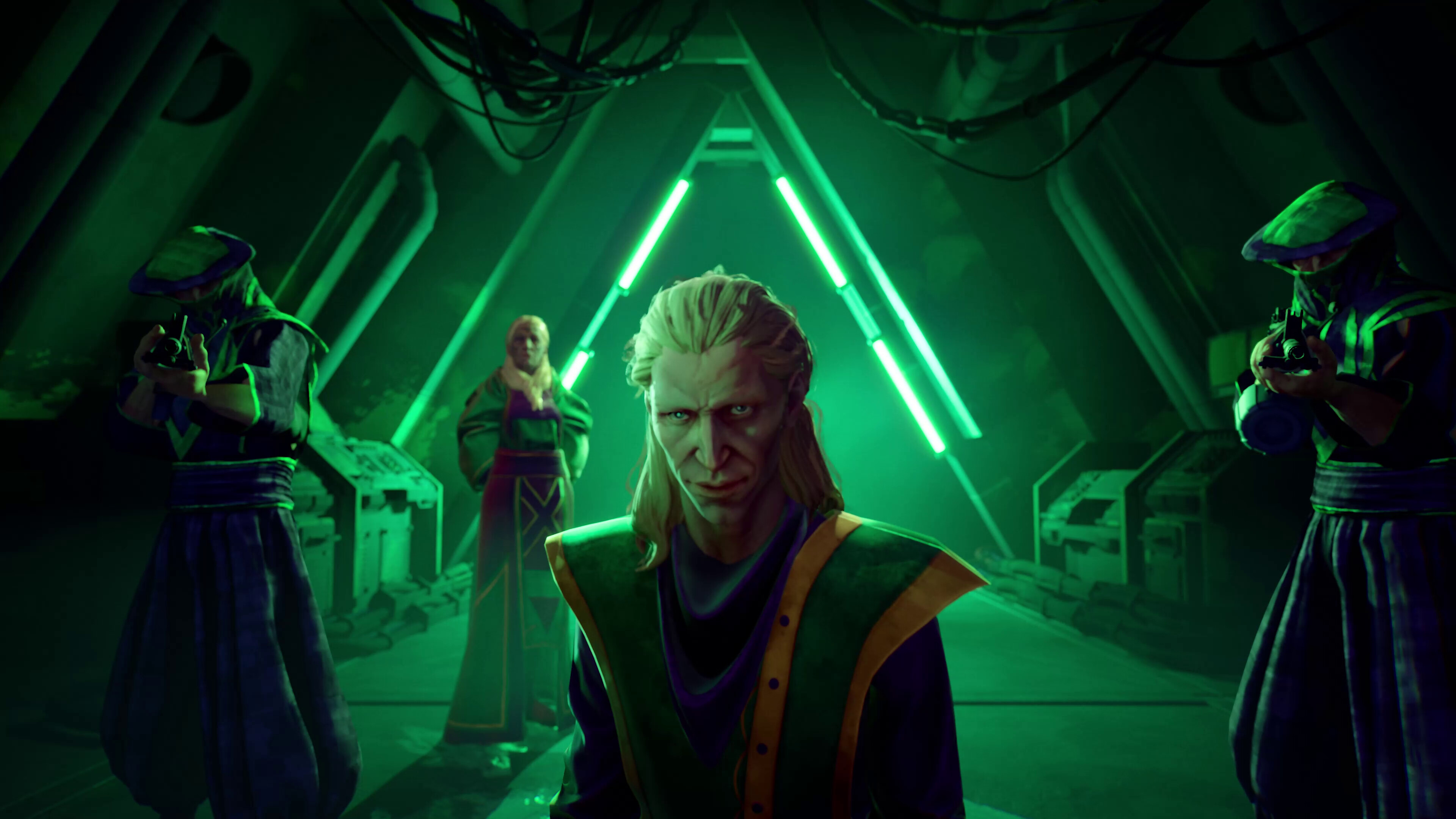 Kass character reveal in Tides of Tomorrow trailer with neon lighting