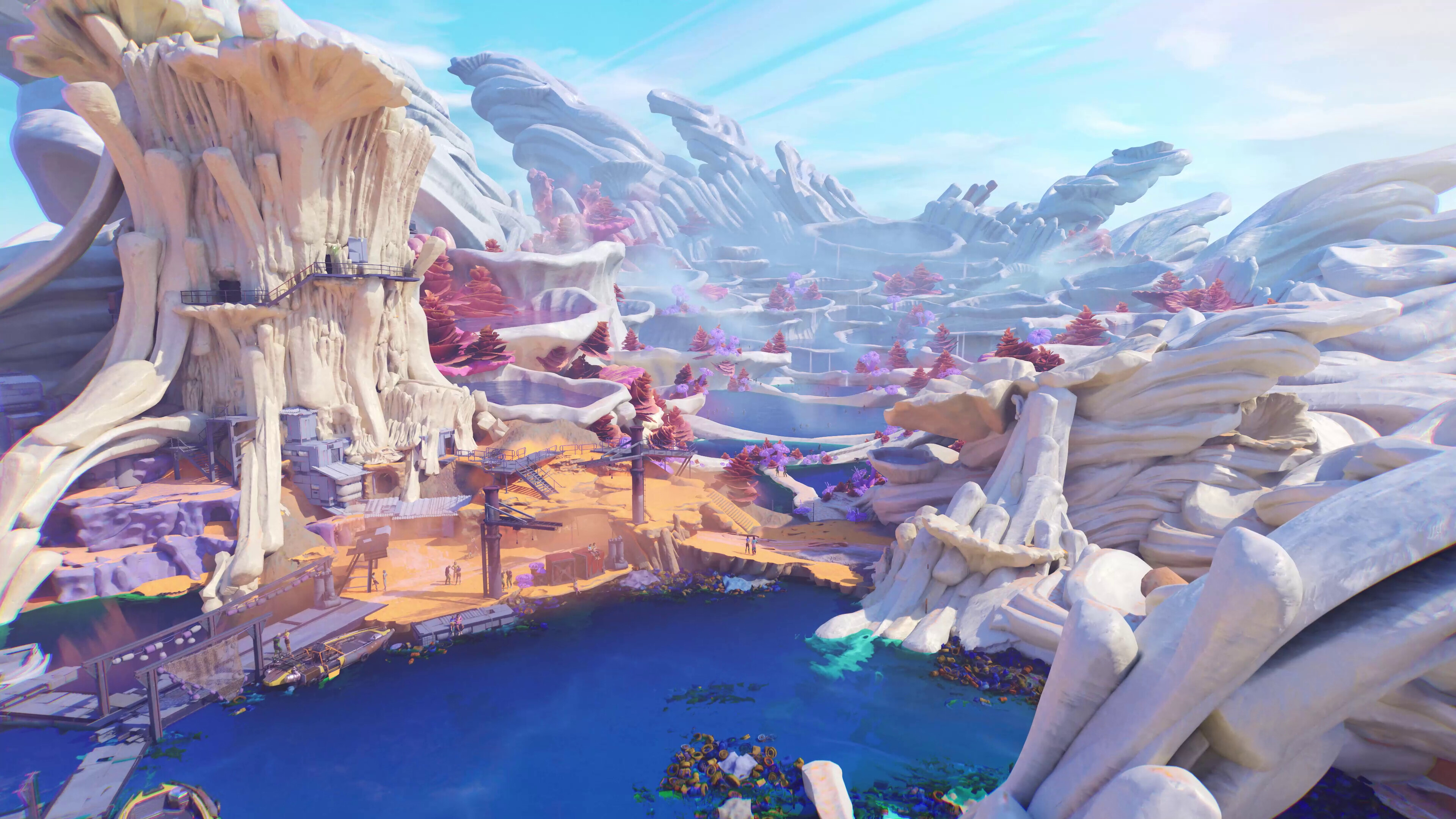 Vibrant landscape from Tides of Tomorrow showcasing a flooded ocean planet.