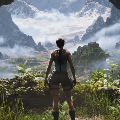 Lara Croft gazes over a lush valley in Tomb Raider: Legacy of Atlantis